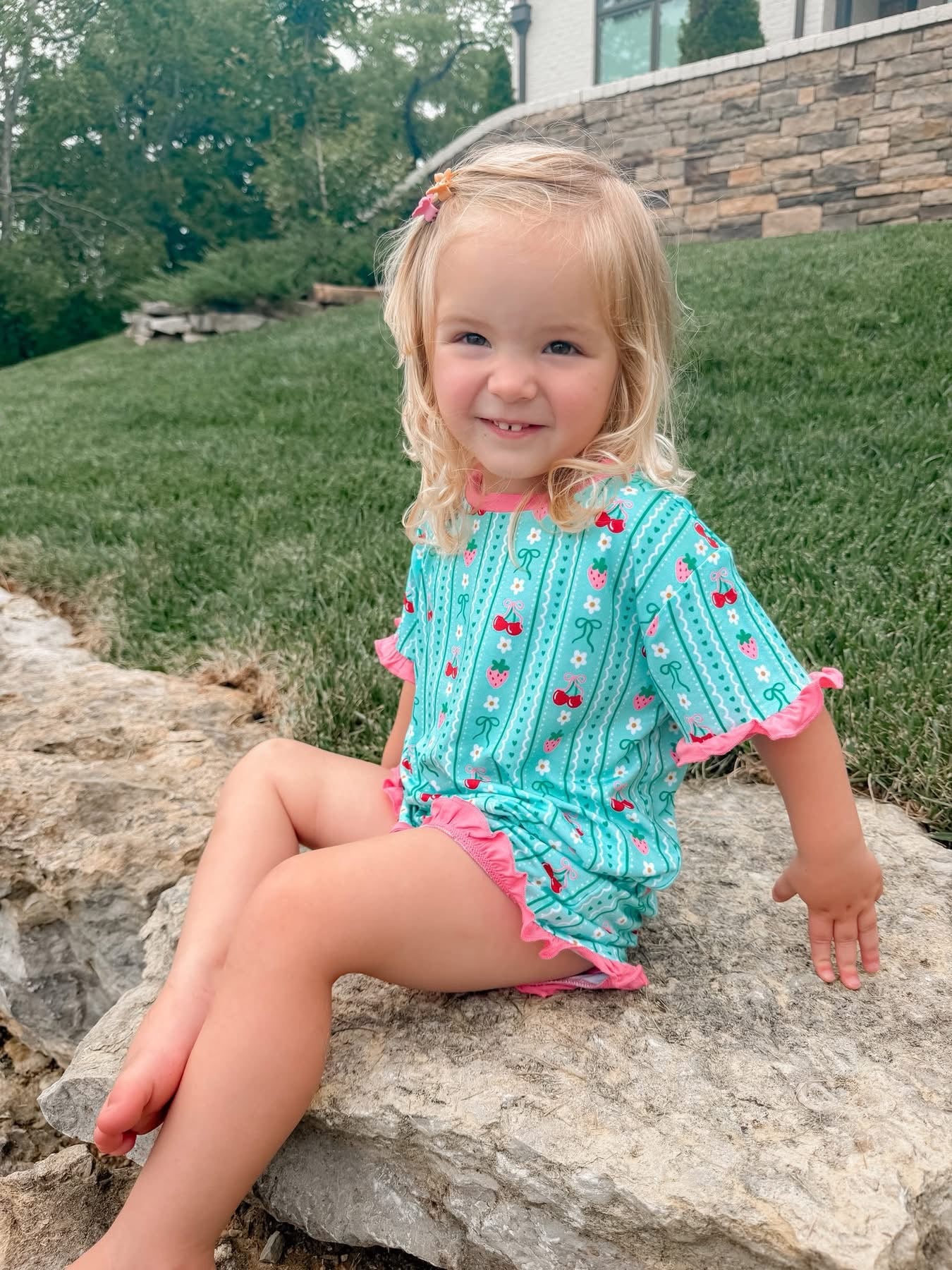 Berry Sweet Bows Kids Ruffle Short Set