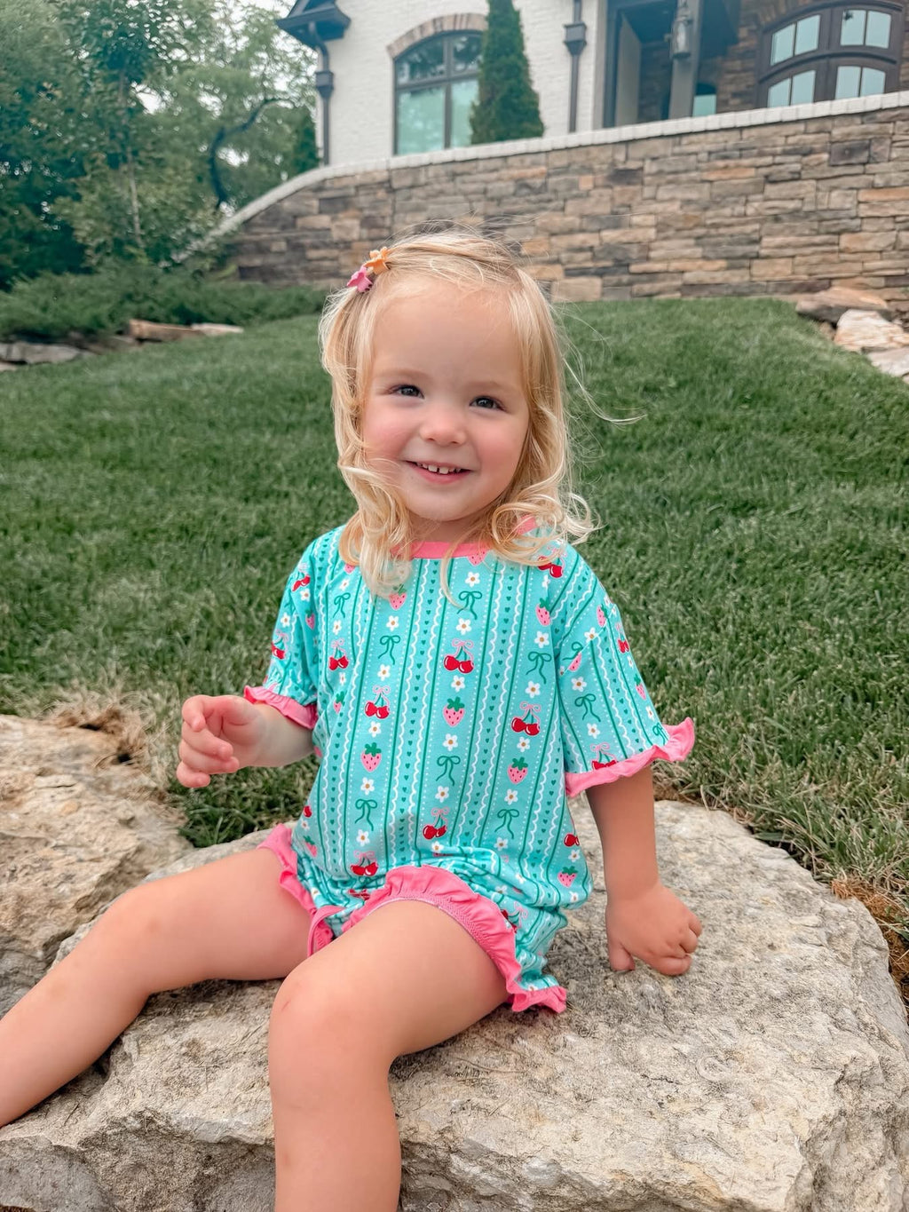 Berry Sweet Bows Kids Ruffle Short Set
