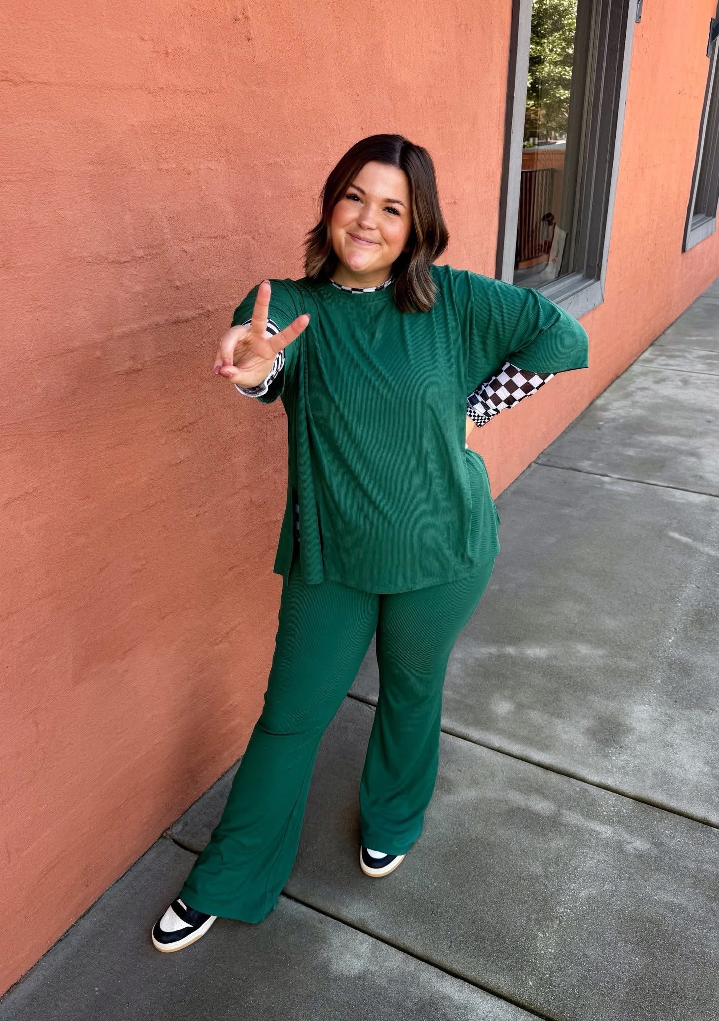 Evergreen Womens Ribbed Daywear Pant Set