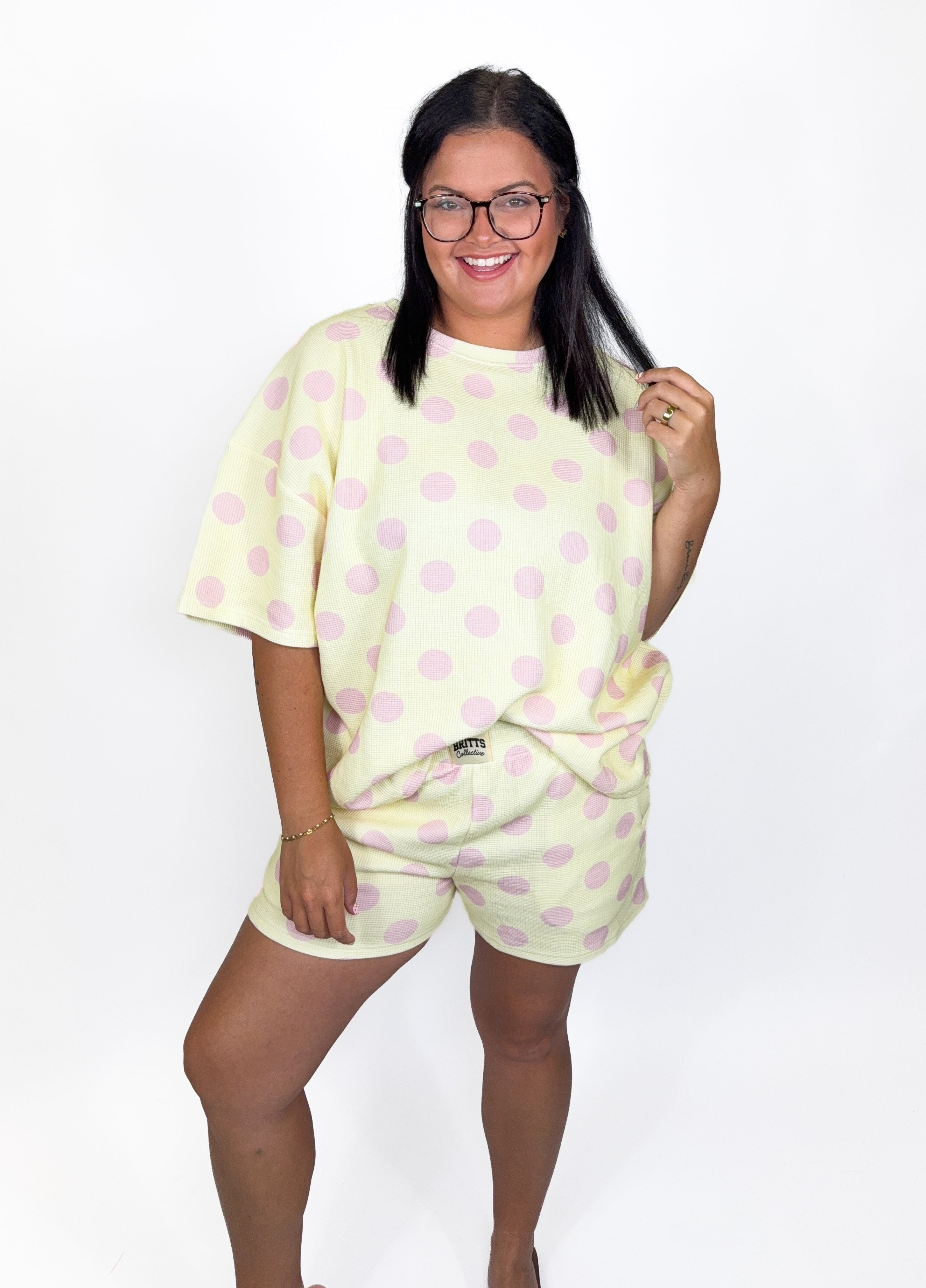 Banana Split Waffle Knit Short Set