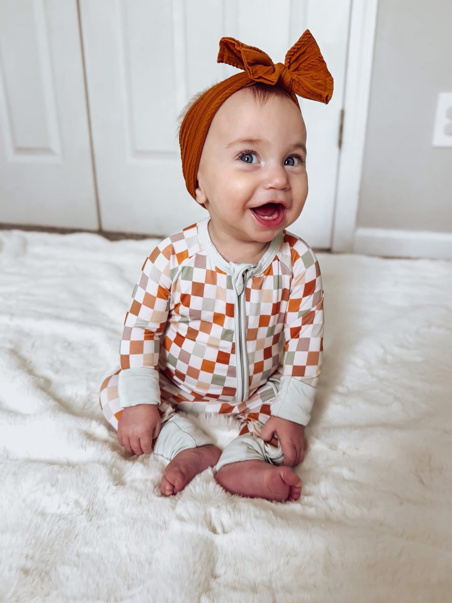 Harvest Checks Double Zippy Romper