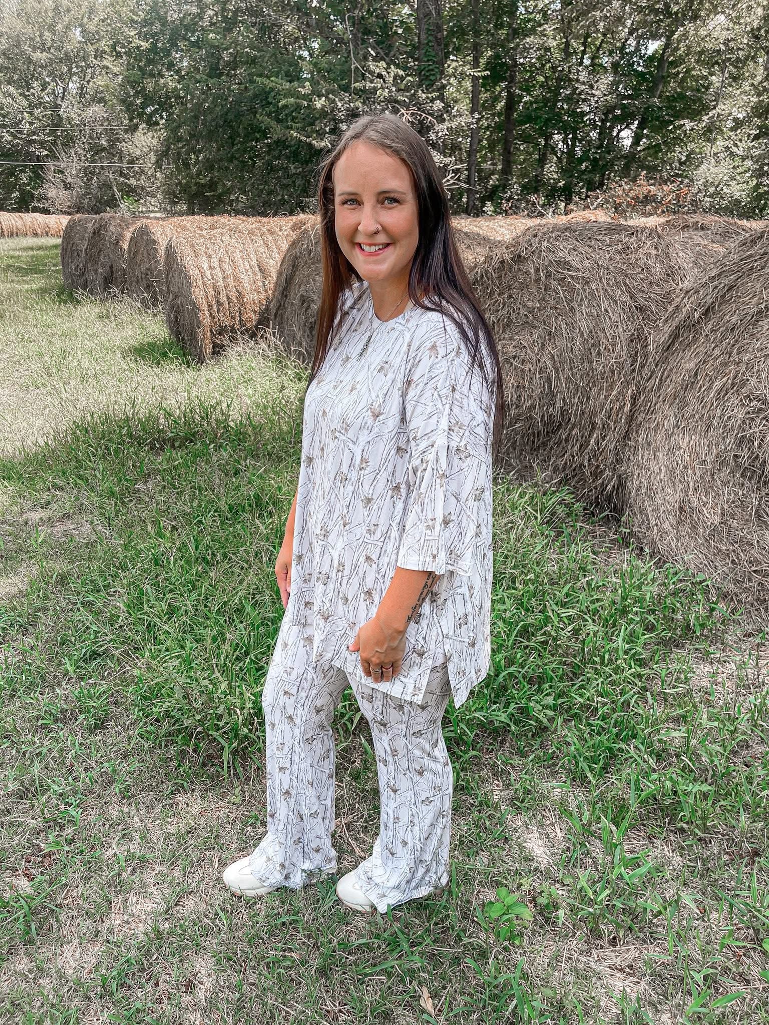 Snow Camo Womens Daywear Pant Set