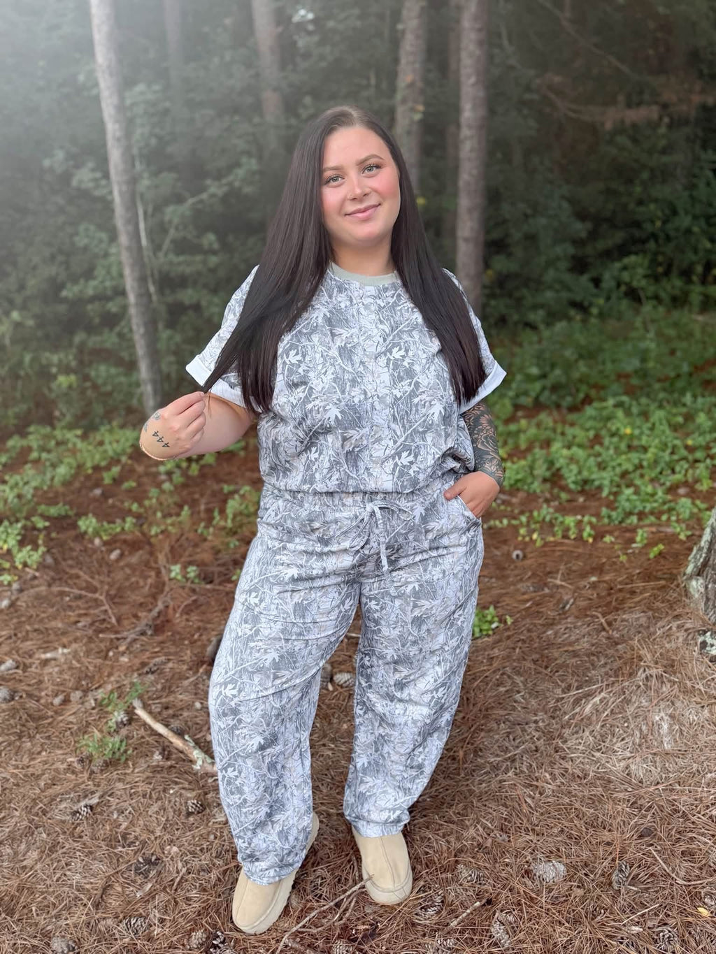 Snow Camo Womens Barrel Pant Set