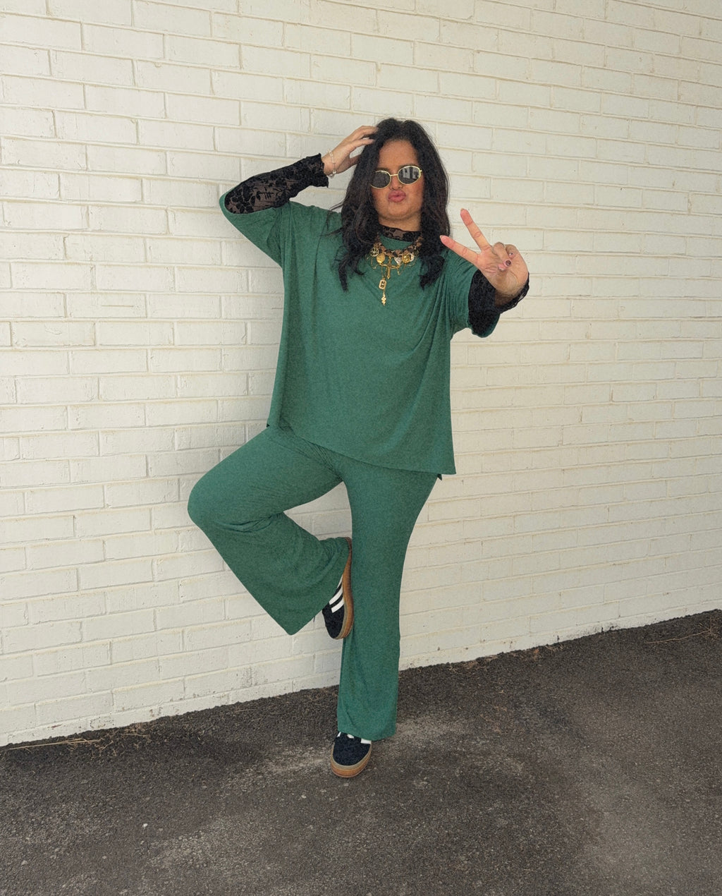 Evergreen Womens Ribbed Daywear Pant Set