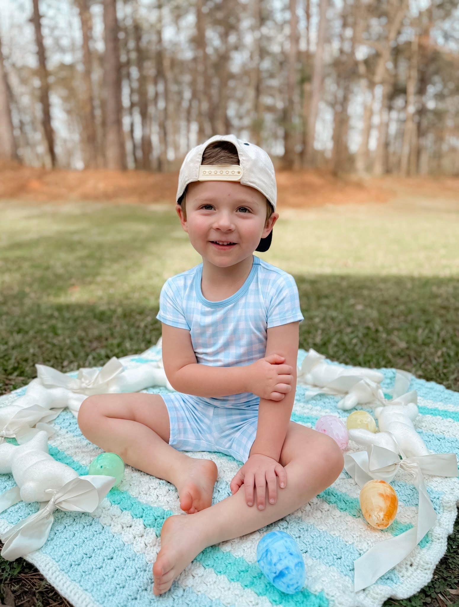 Blue Gingham Two Piece Short Set