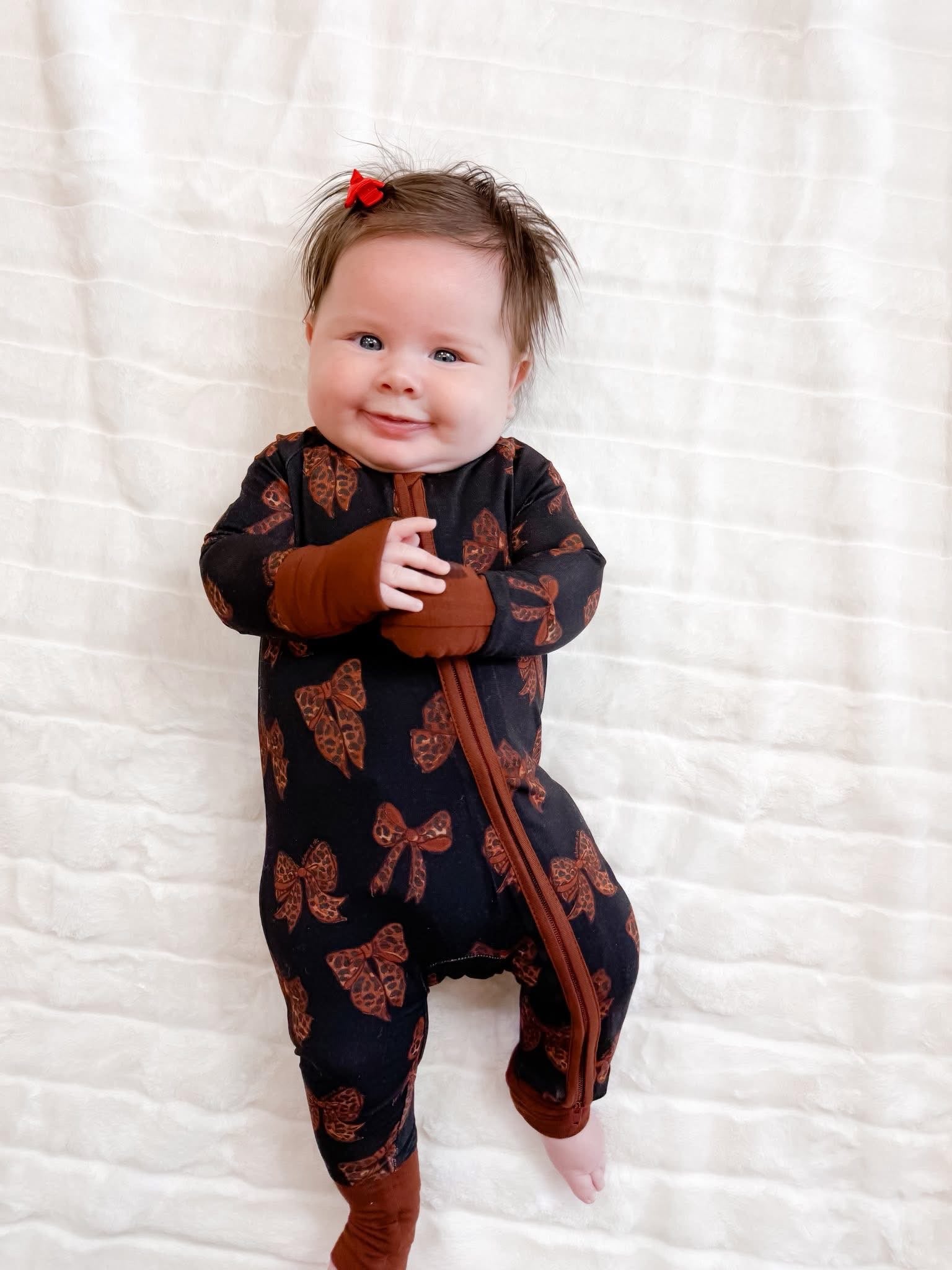 Cheetah Bows Double Zippy Romper