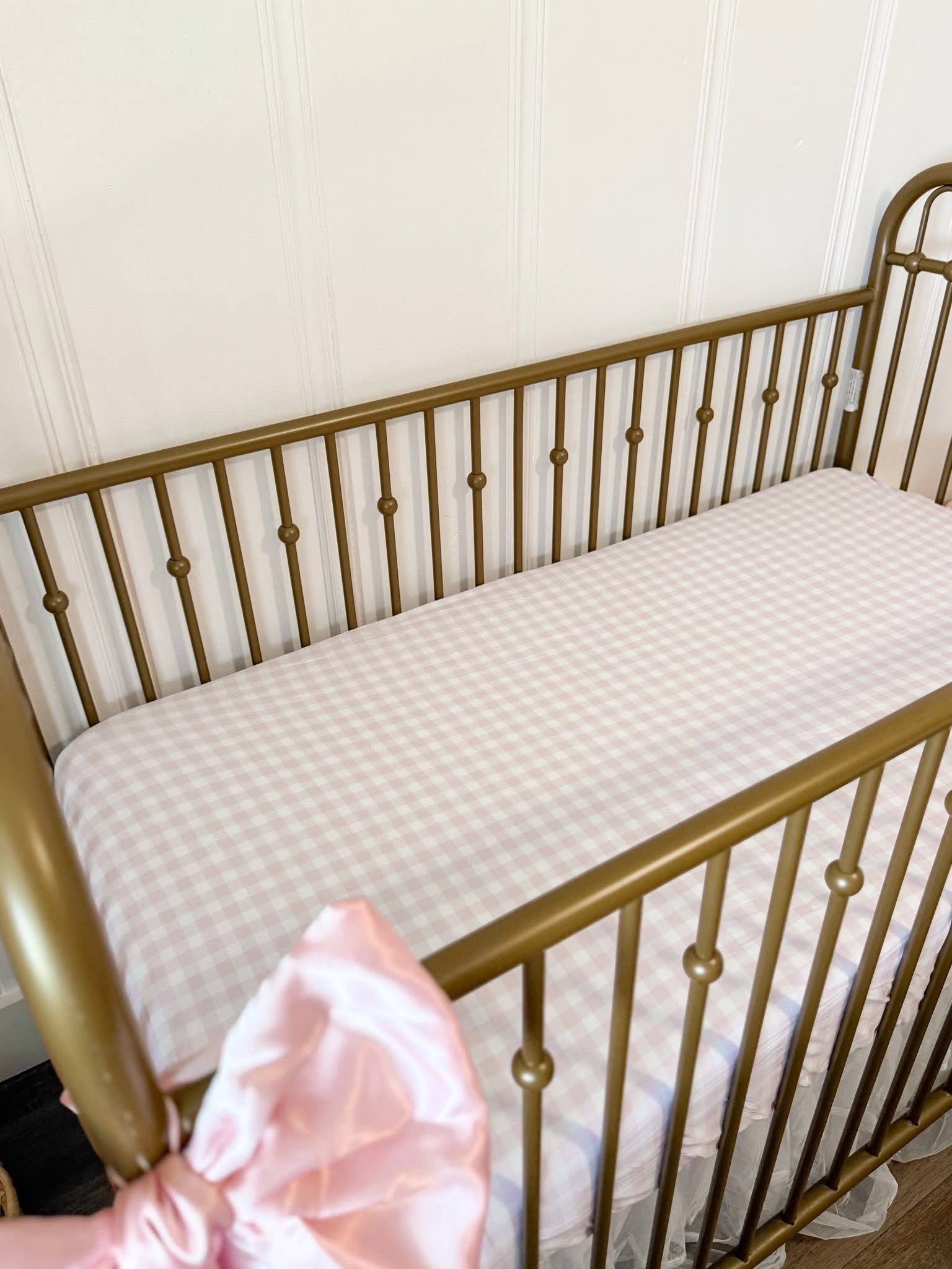 Pink Gingham Crib/Toddler Sheet
