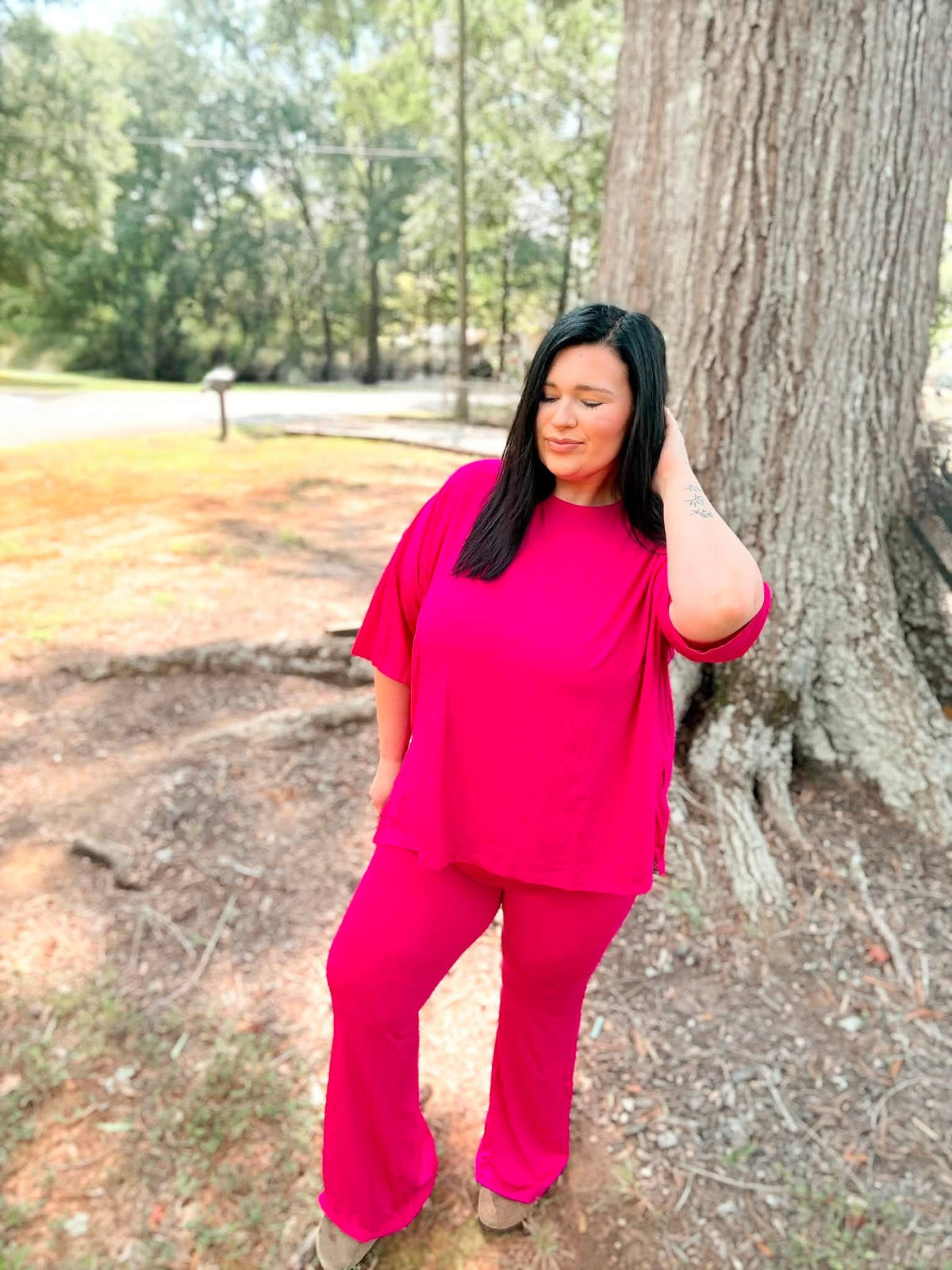 Flaming Fuchsia Womens Pant Set