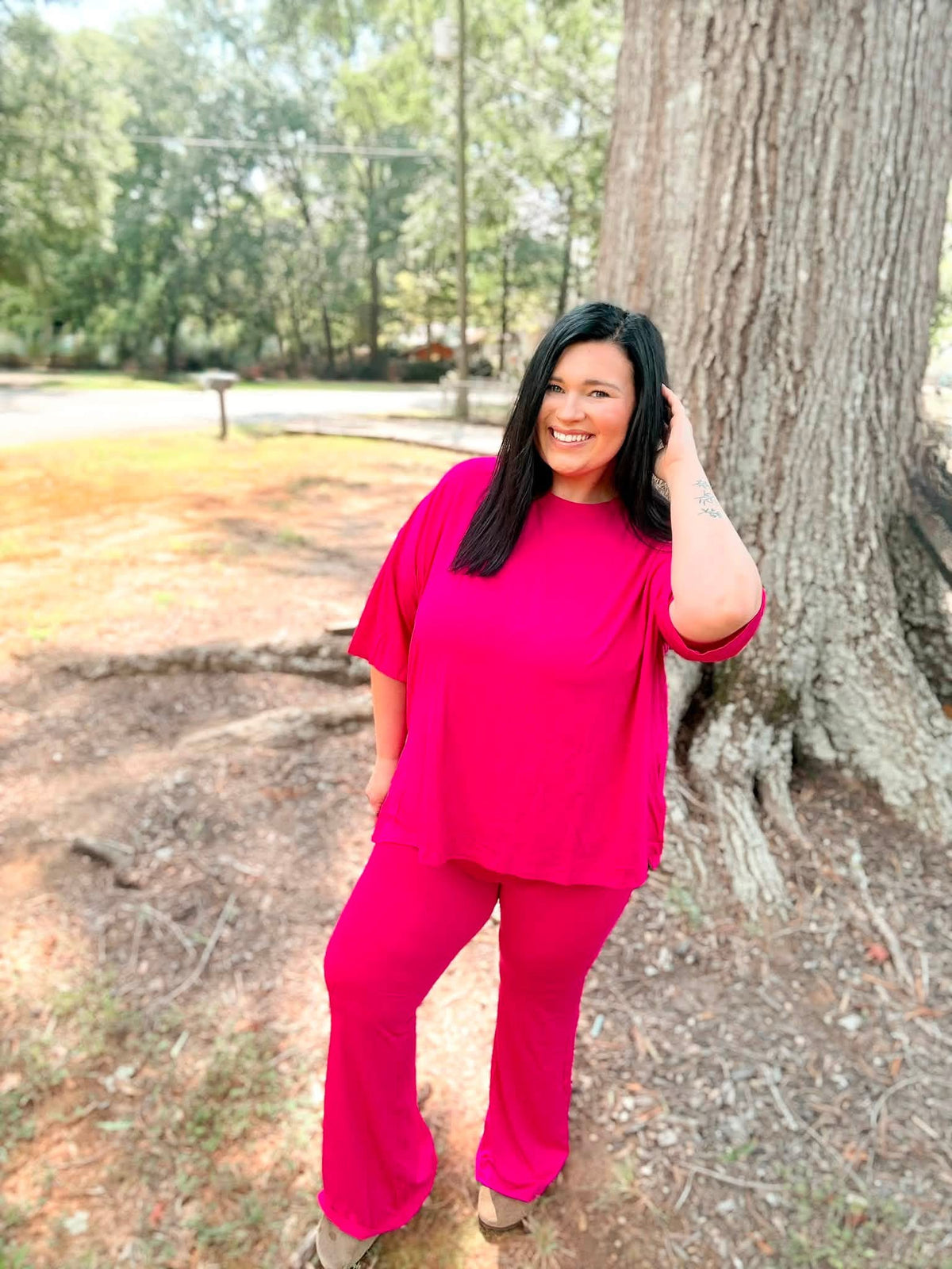 Flaming Fuchsia Womens Pant Set