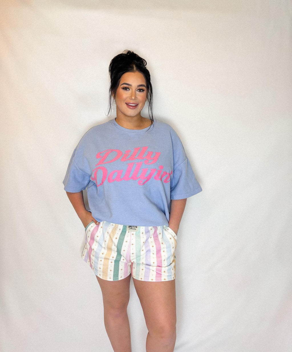 Dilly Dallyin' Waffle Knit Short Set