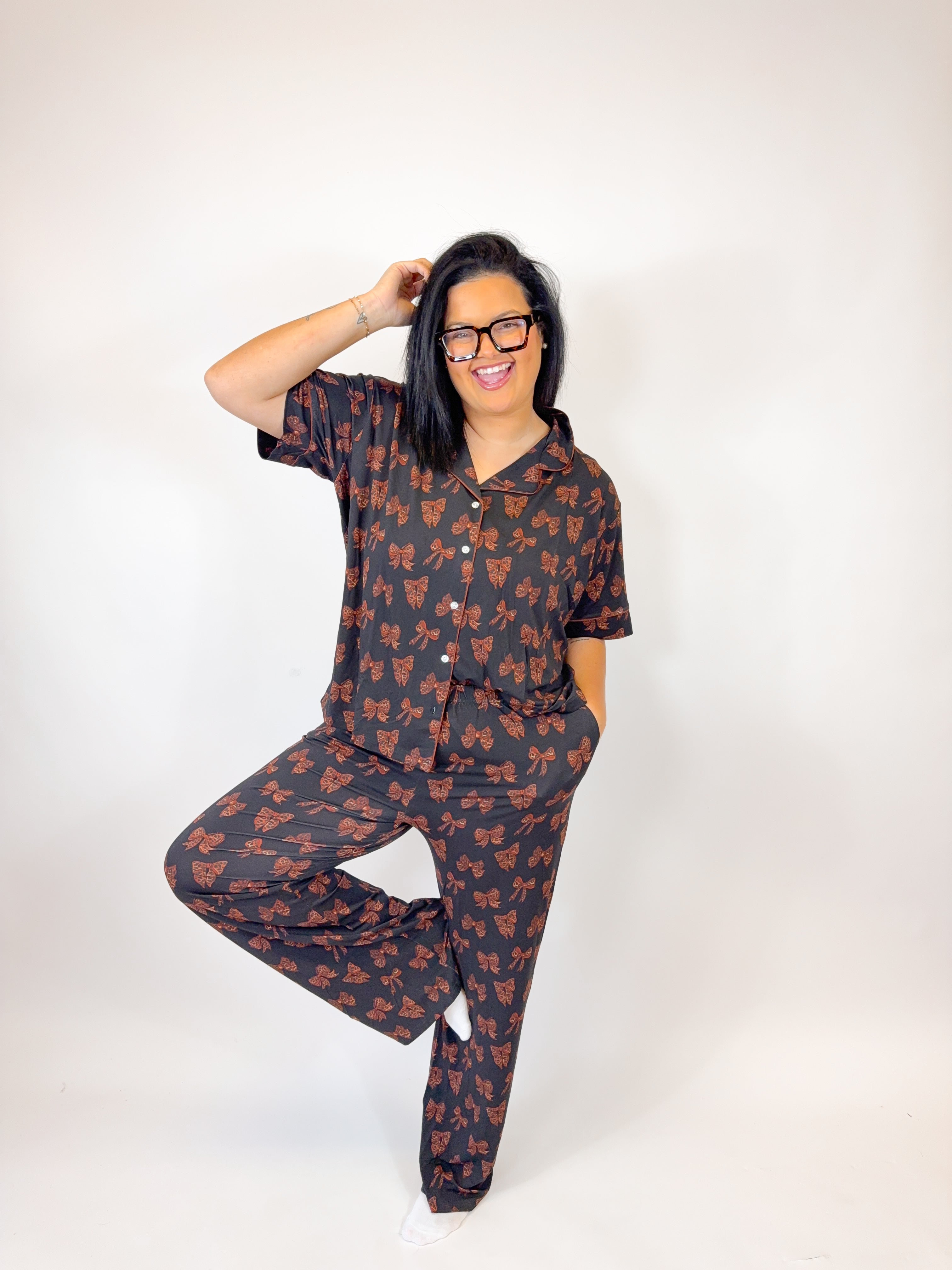 Cheetah Bows Womens Pant Set