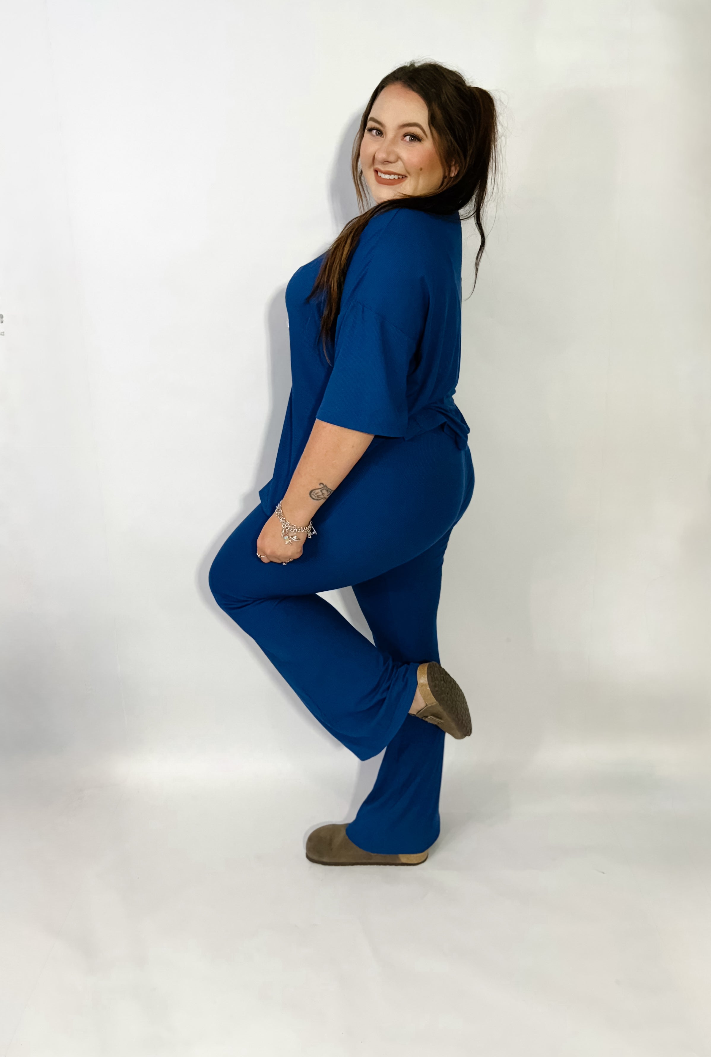 Blueberry Womens Ribbed Daywear Pant Set