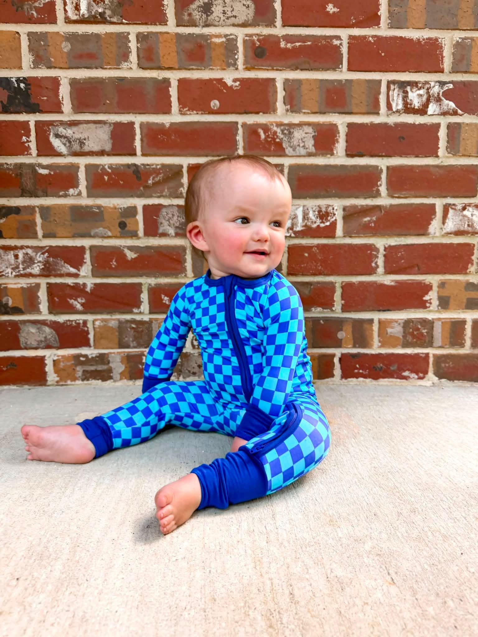 Marine Checks Double Zippy Romper