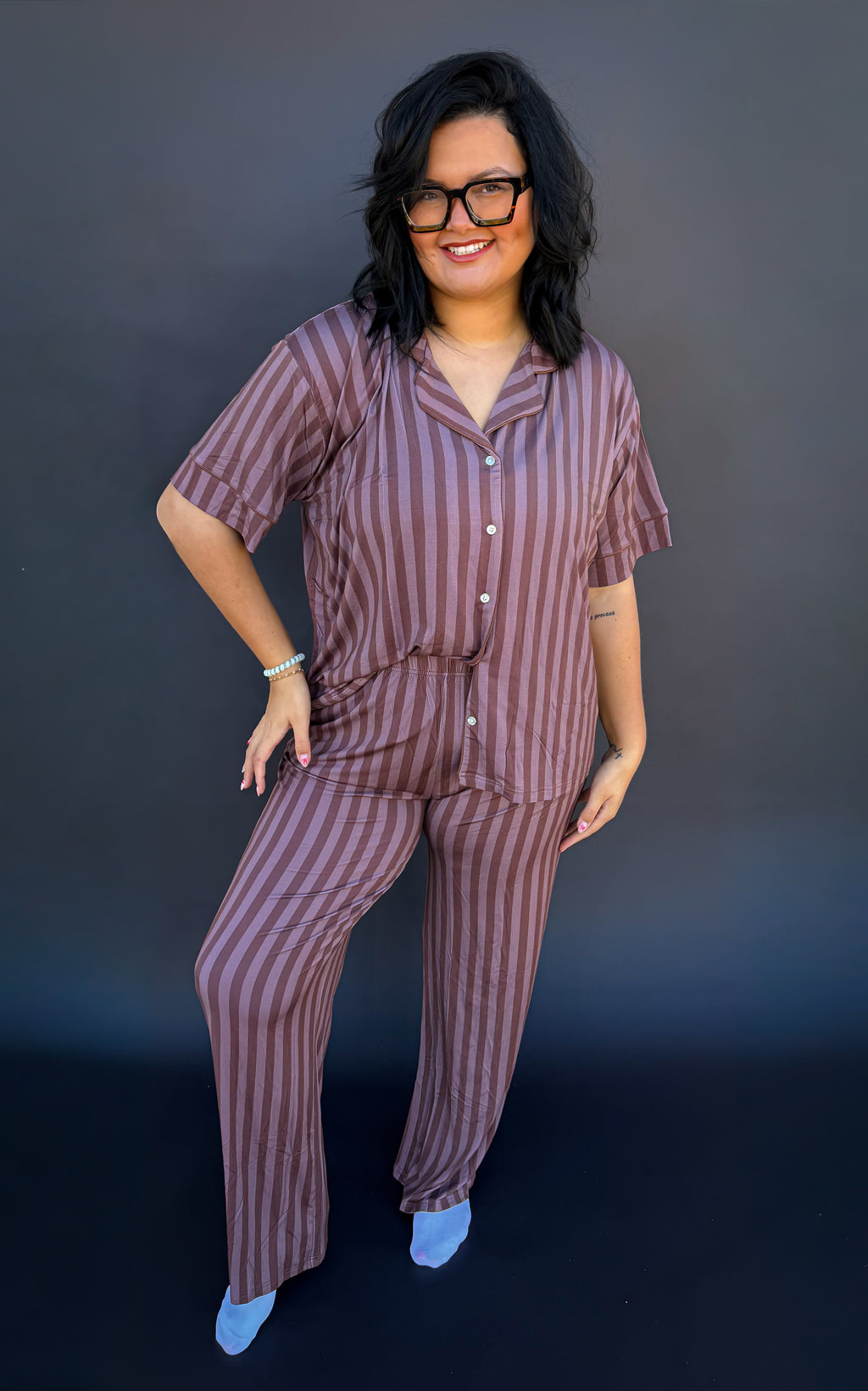 Espresso Stripes Womens Pant Set