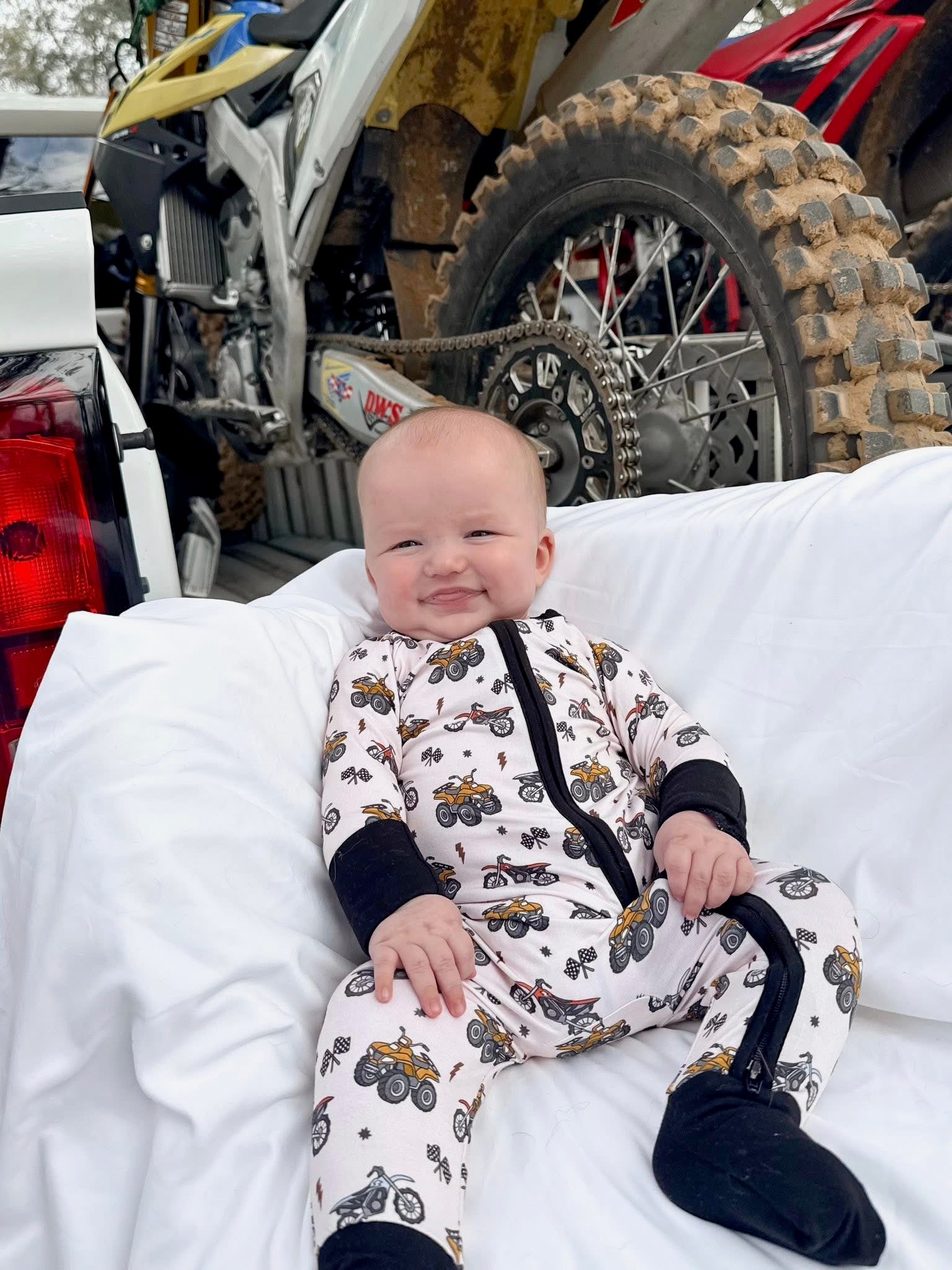 Moto Mayhem Double Zippy Romper