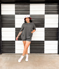 Soft Slate Grey Womens Biker Short Set