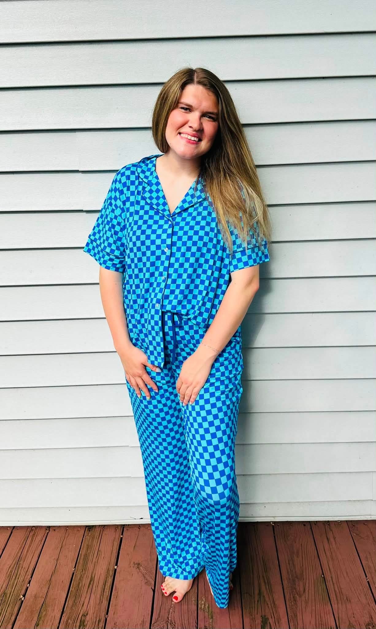 Marine Checks Womens Pant Set