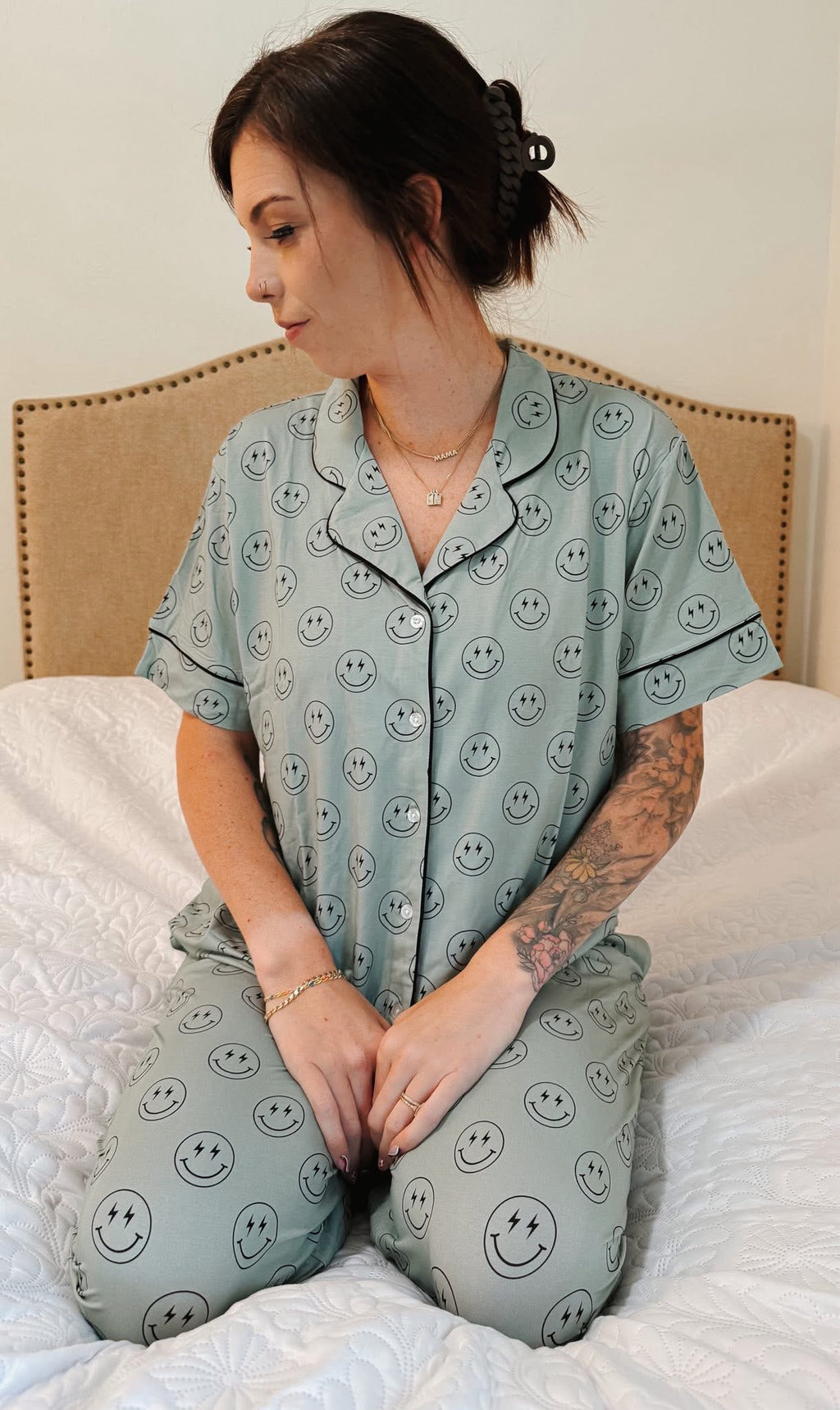 Pistachio Smileys Womens Pant Set