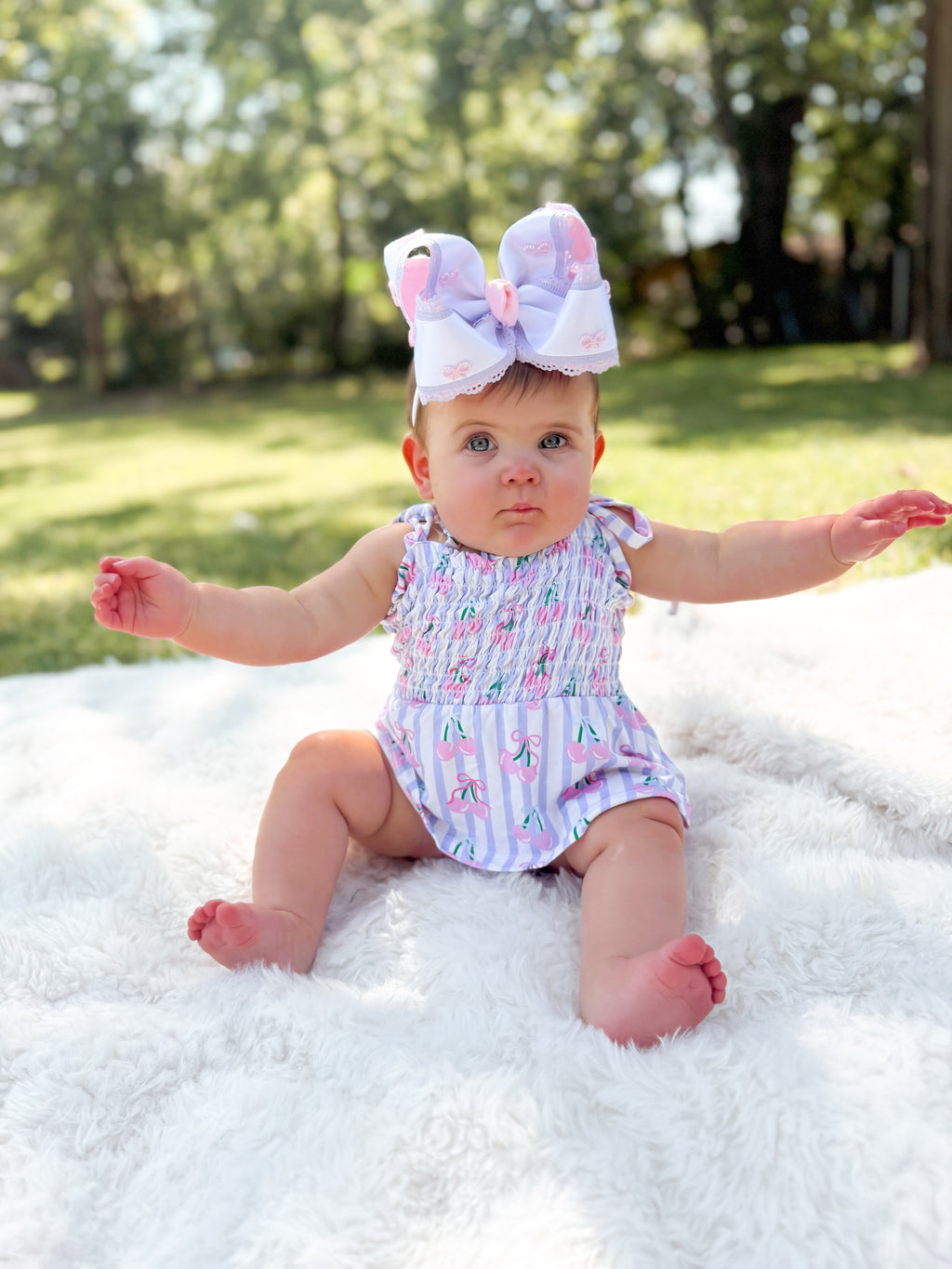 Coquette Cherries Smocked Twirl Romper