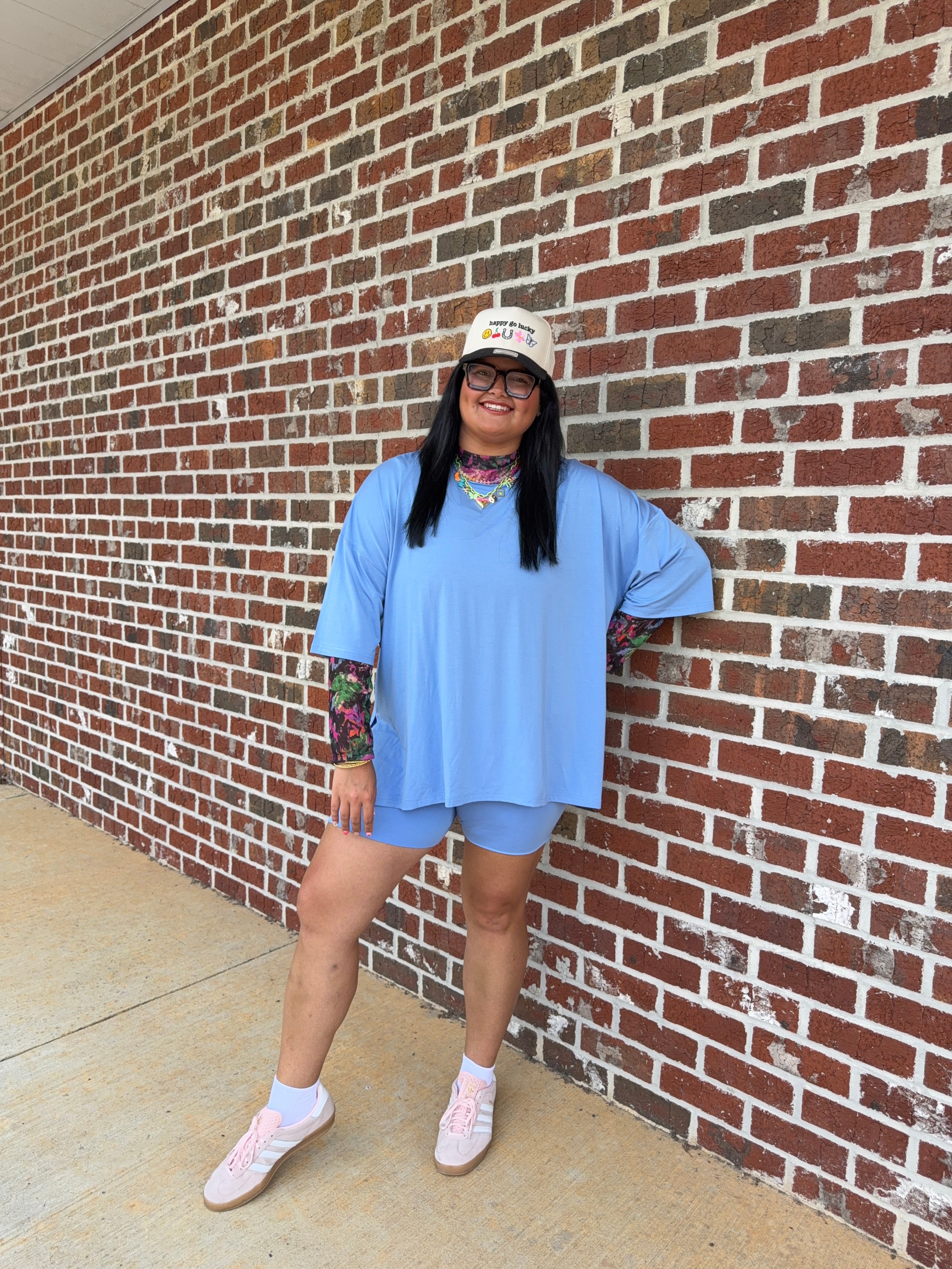 Blueberry Bonanza Womens Oversized Biker Short Set