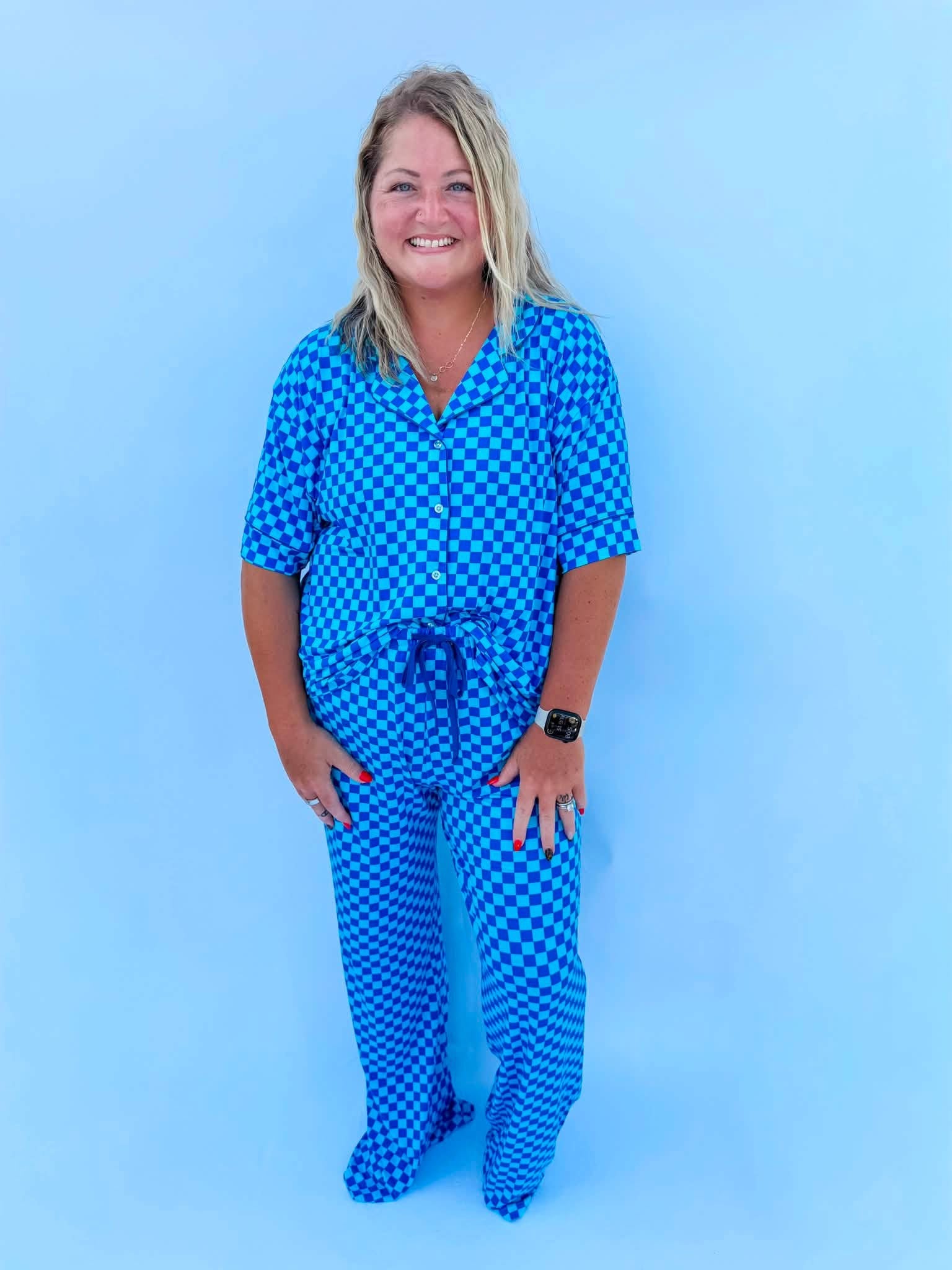 Marine Checks Womens Pant Set