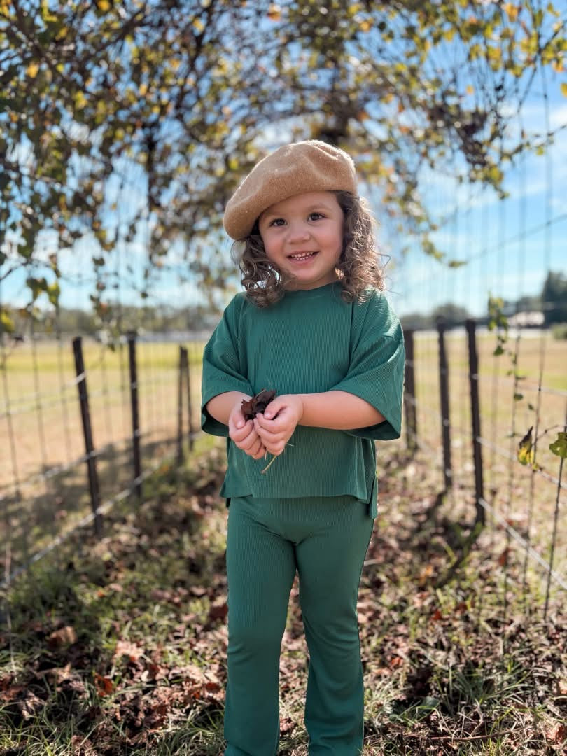 Evergreen Ribbed Kids Daywear Pant Set