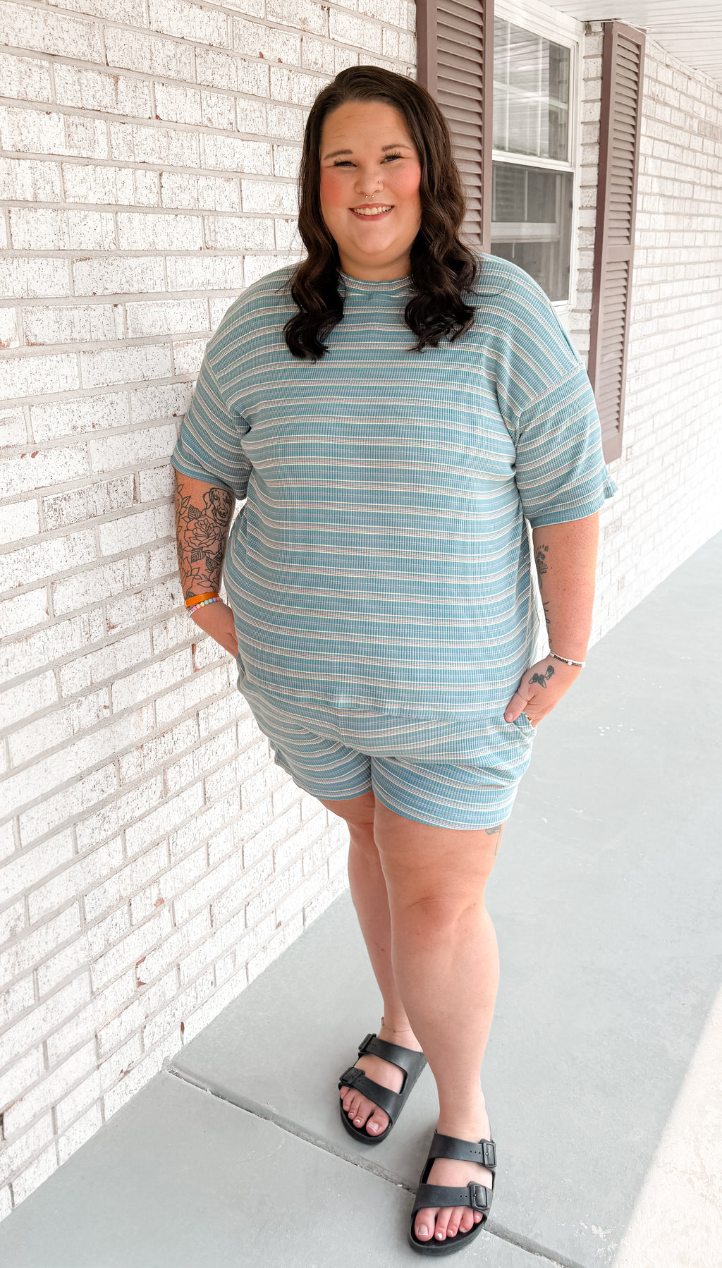Harbor Haze Womens Ribbed short set