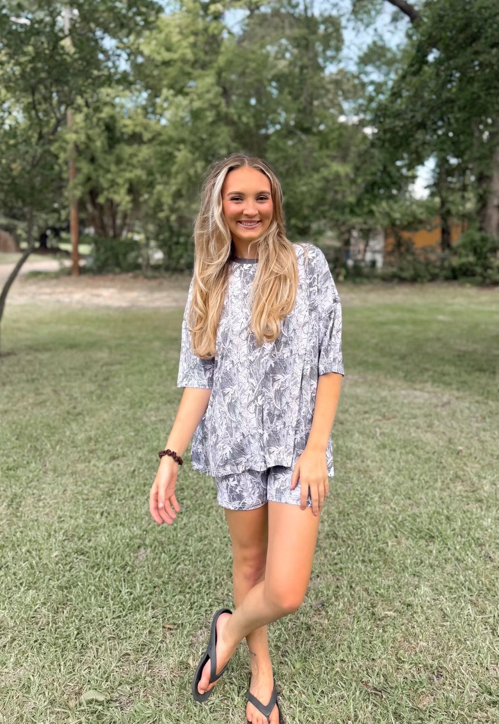 Snow Camo Womens Biker Short Set