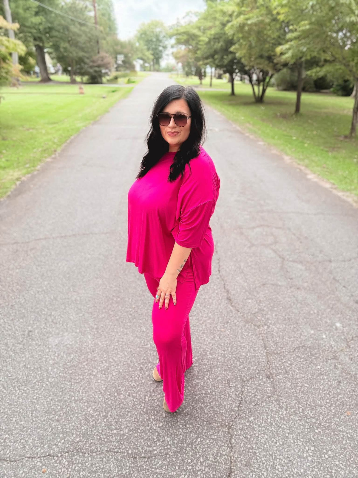 Flaming Fuchsia Womens Pant Set