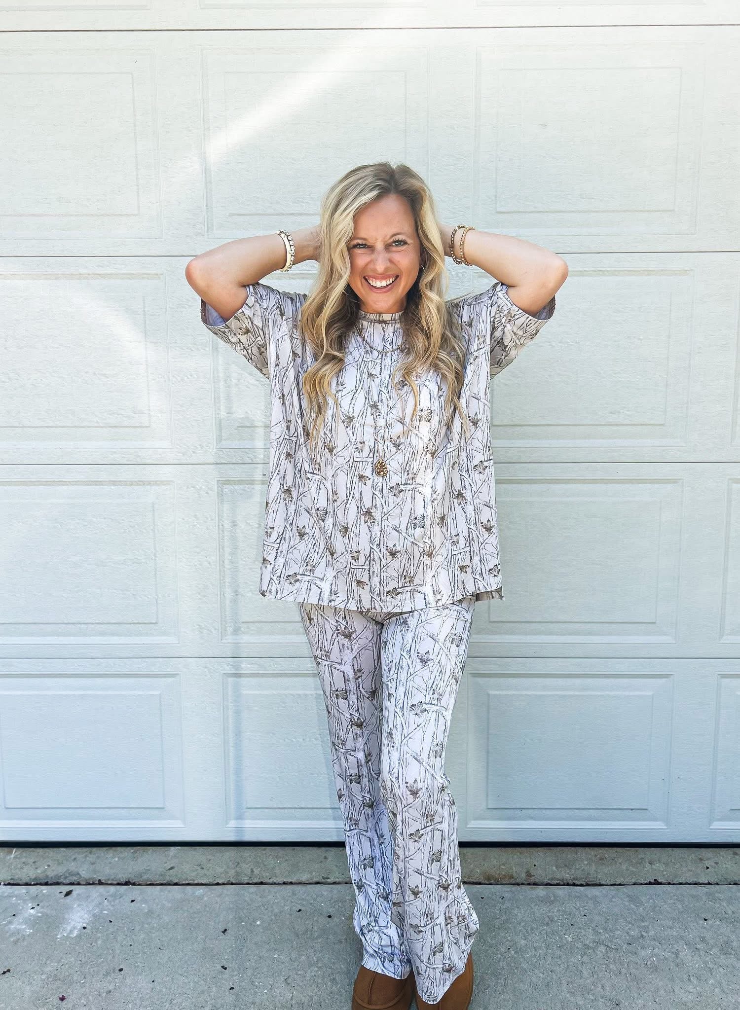 Snow Camo Womens Daywear Pant Set