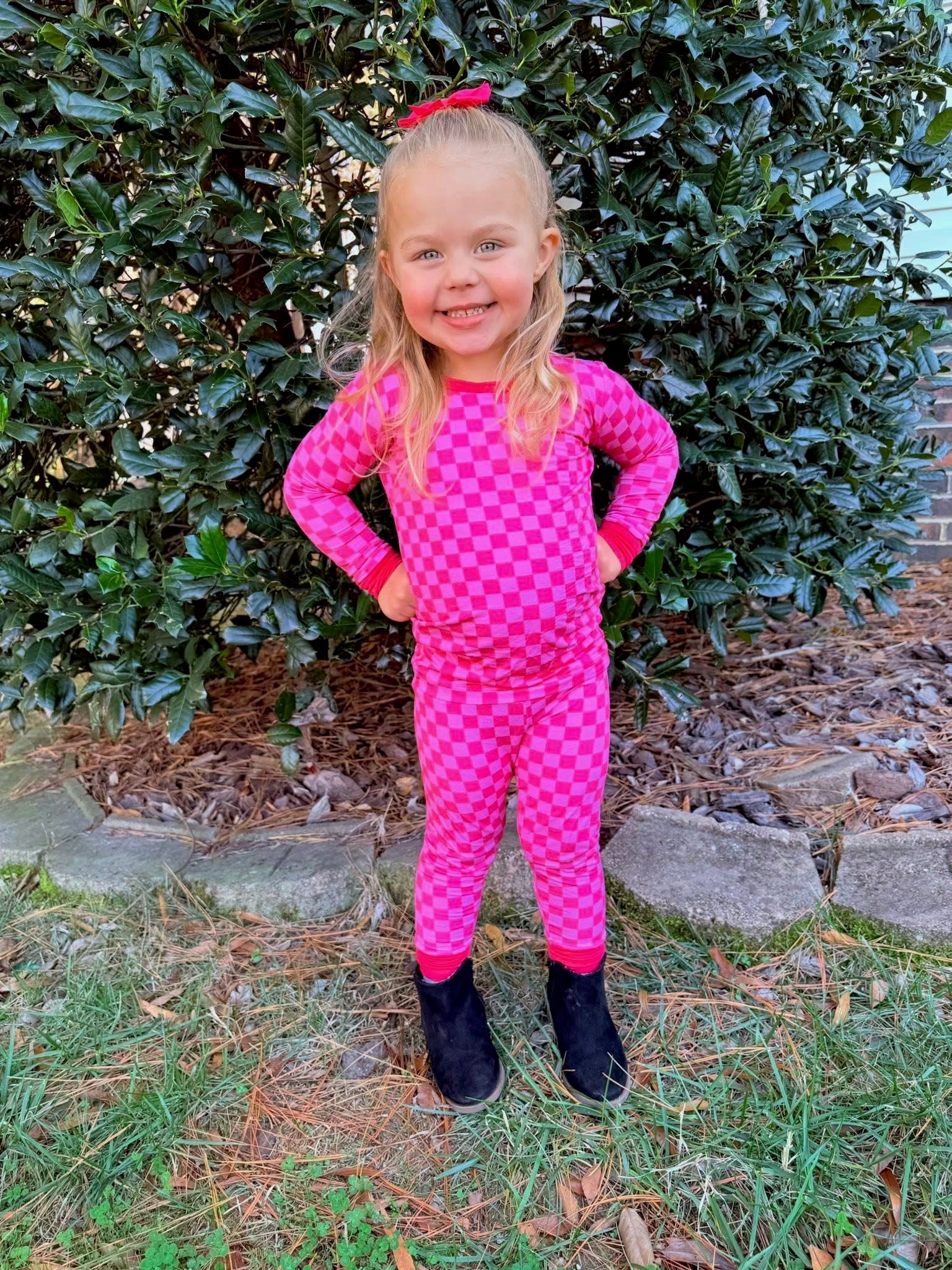 Pink Checkered Two Piece Set