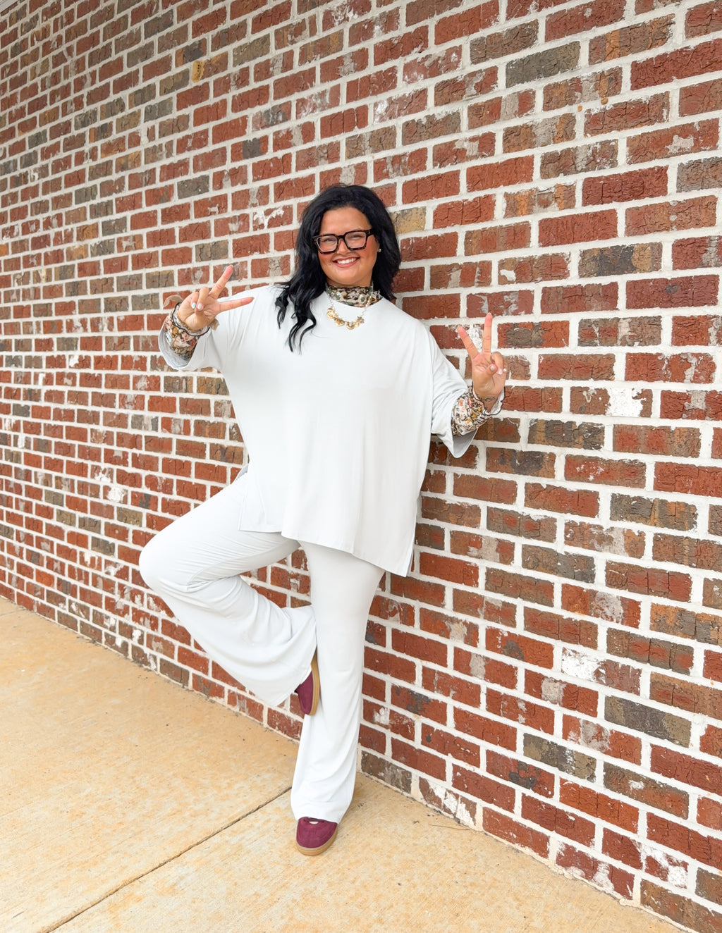 Platinum Silver Womens Ribbed Daywear Pant Set