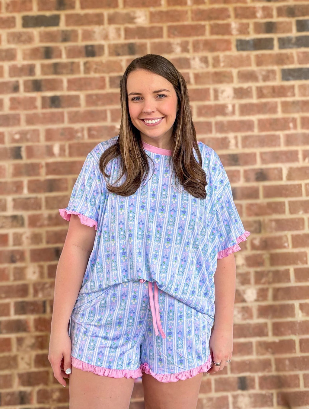 Eloise Womens Ruffle Short Set