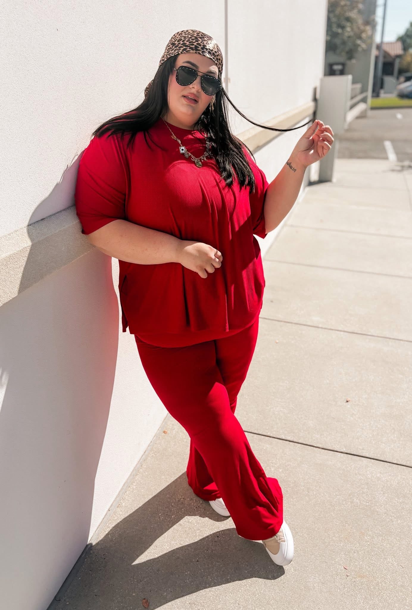 Cranberry Womens Ribbed Daywear Pant Set