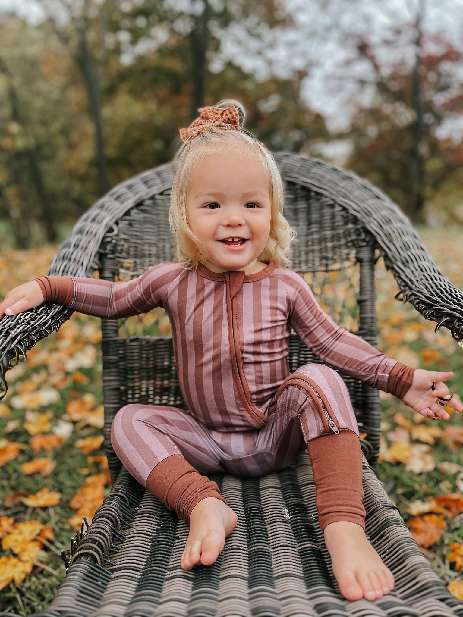 Espresso Stripes Double Zippy Romper