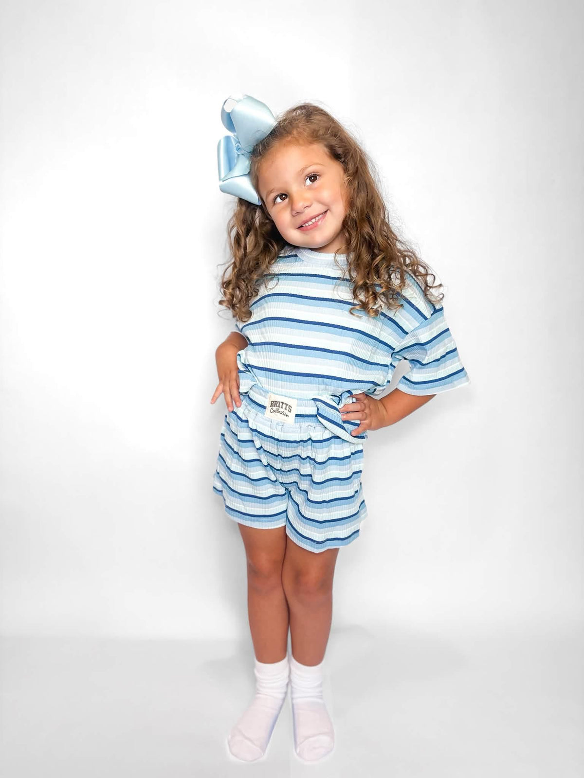 Blue Raspberry Kids Ribbed Short Set