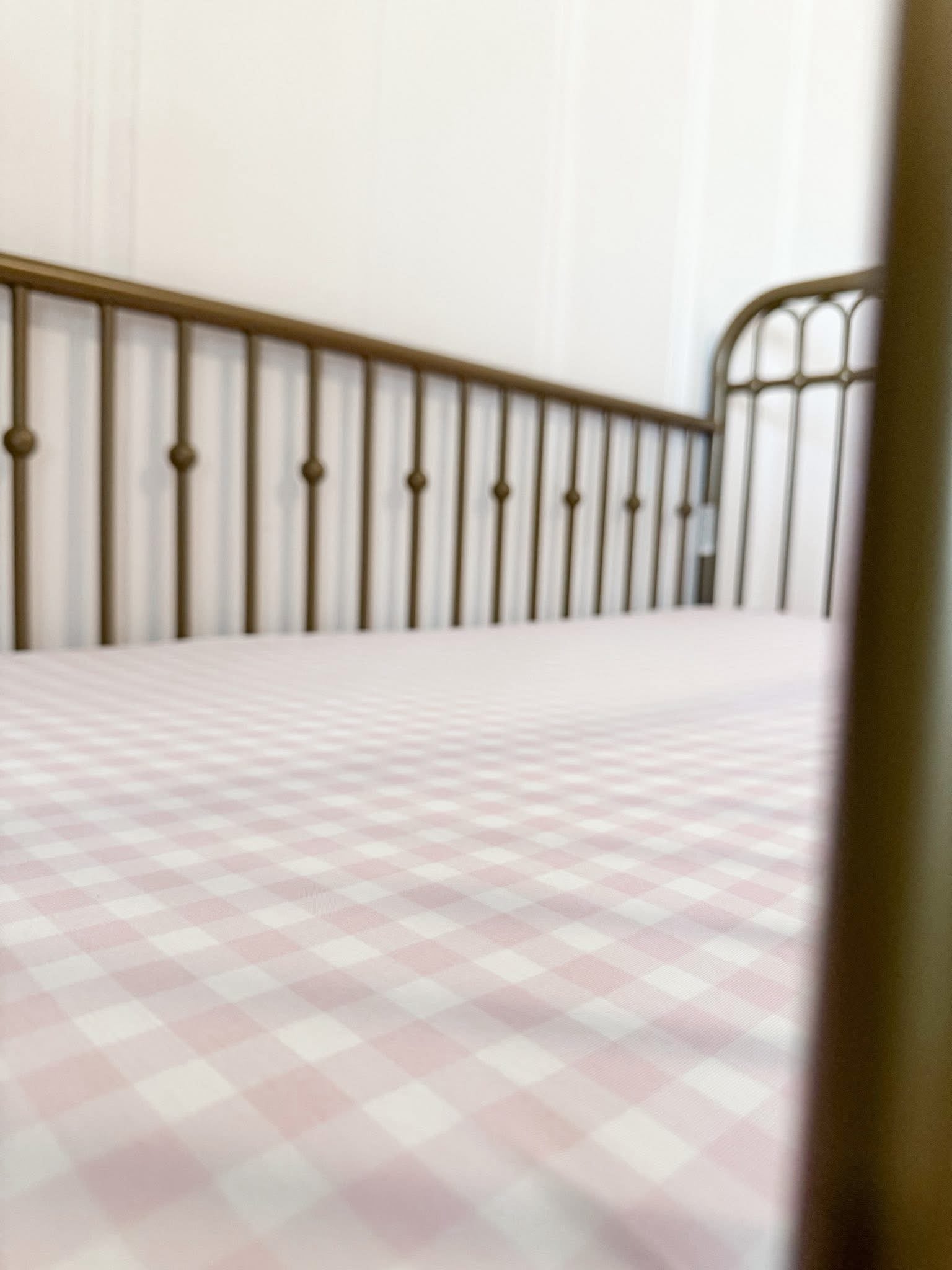 Pink Gingham Crib/Toddler Sheet