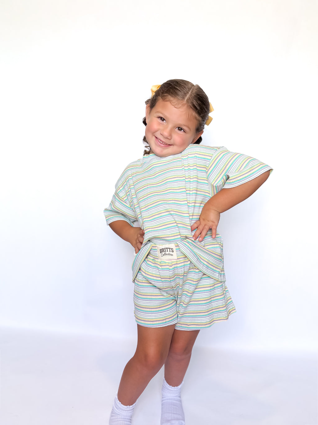 Muted Summer Kids ribbed knit short set