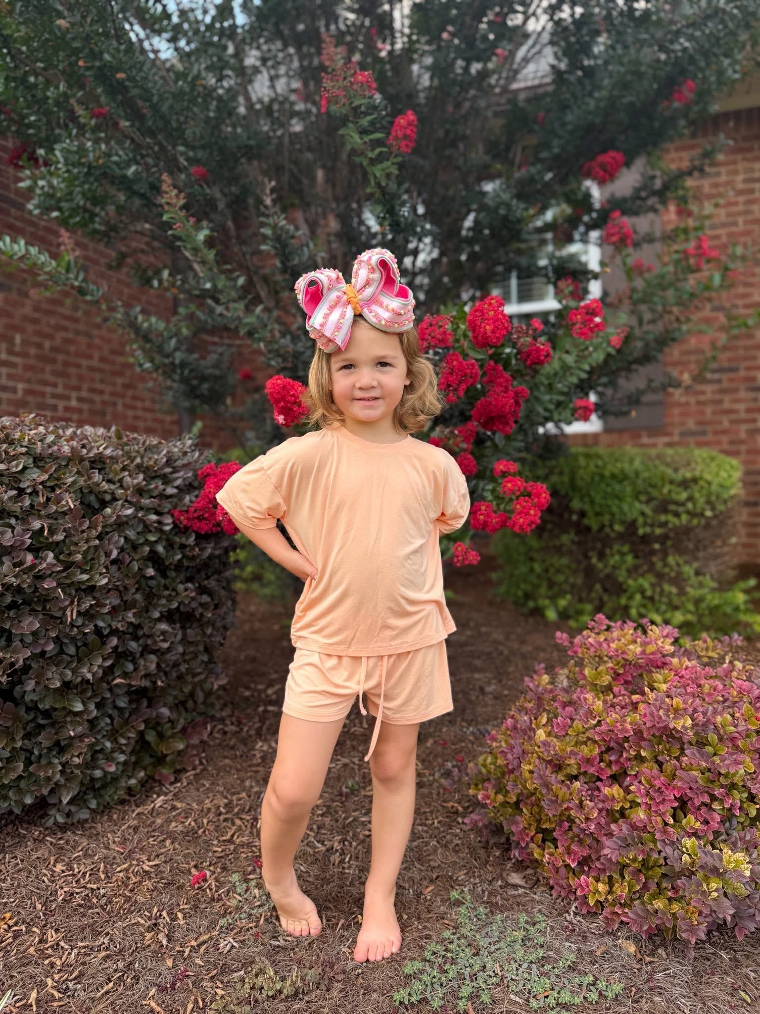 Peach Belini Oversized Short Set