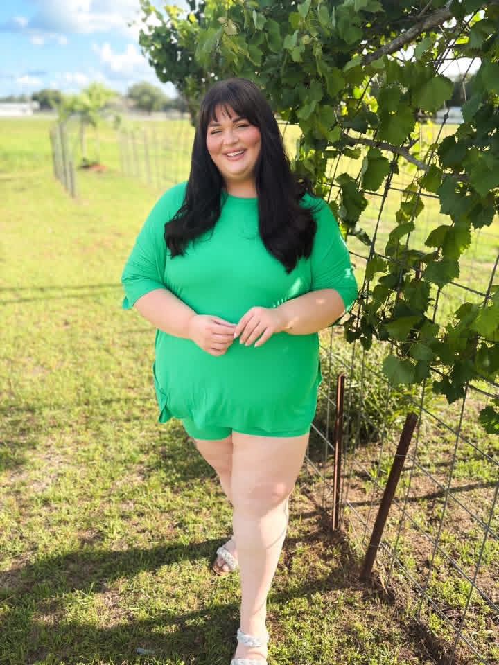 Kelly Green Womens Biker Short Set