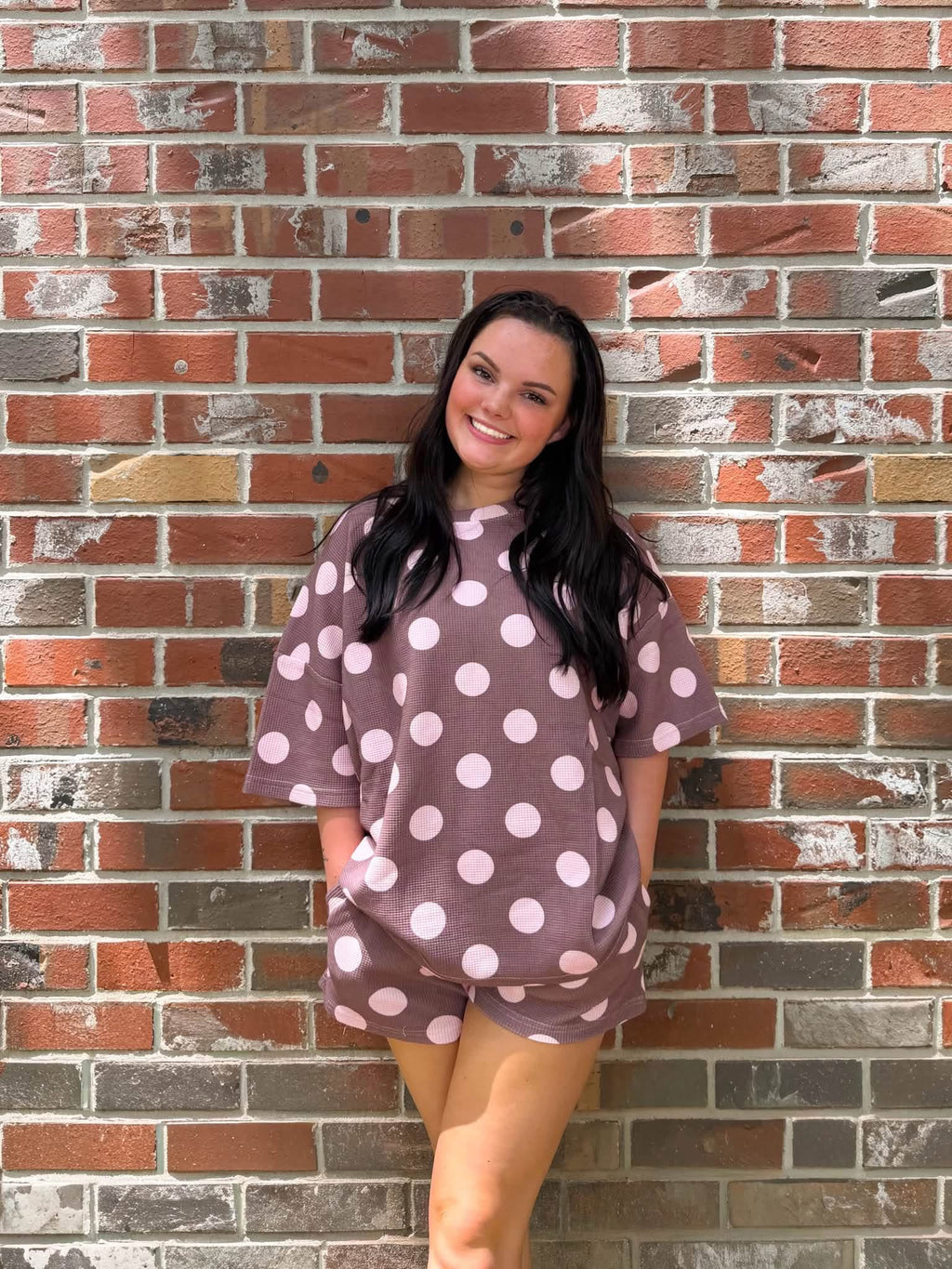 Cherry Truffle Waffle Knit Short Set