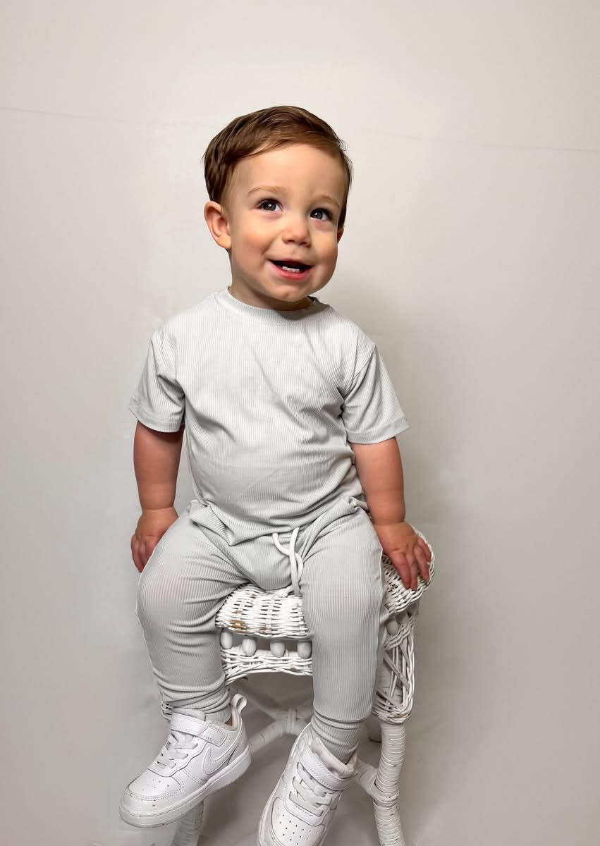 Platinum Silver Ribbed Oversized Tee