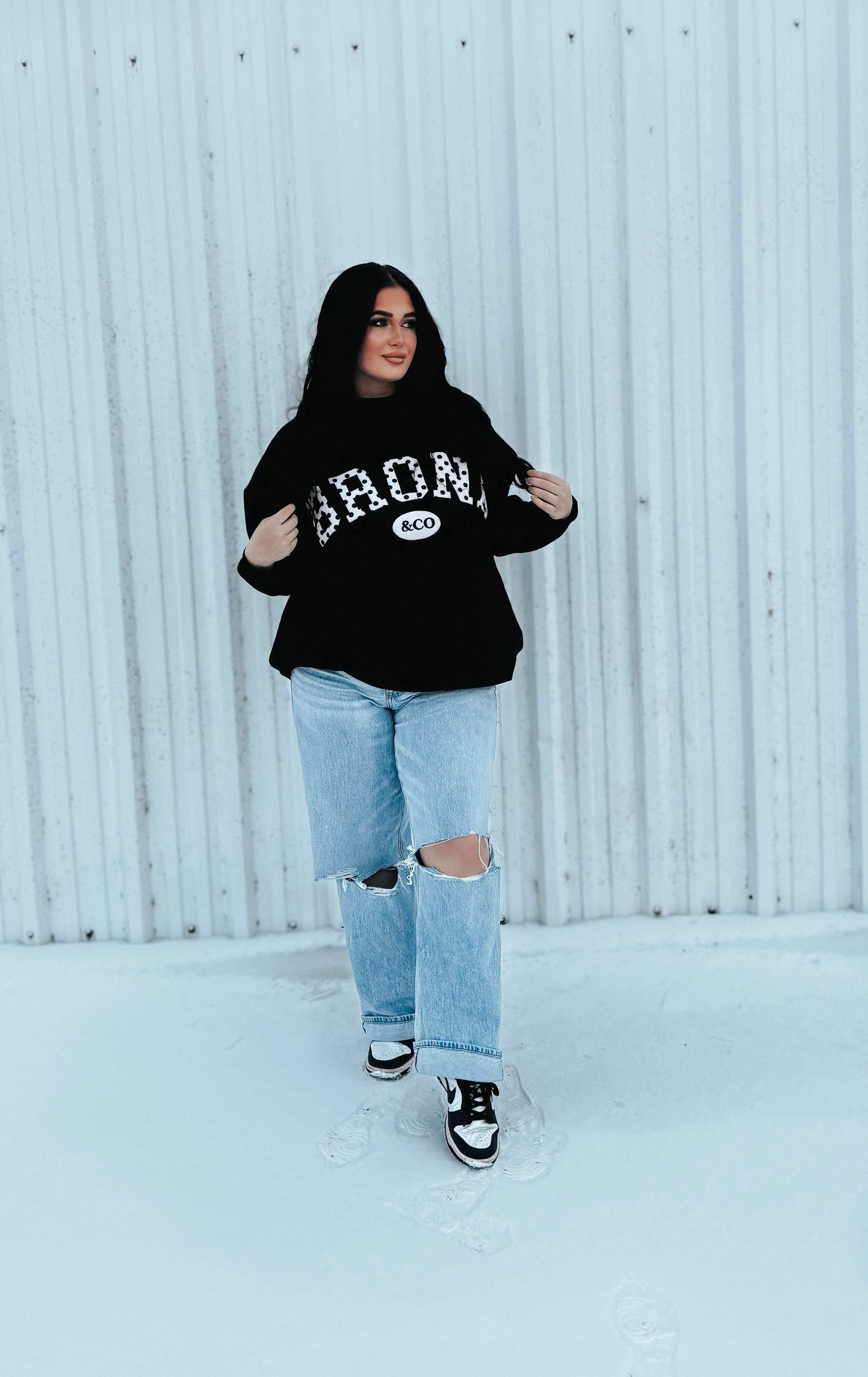 Bronx&Co. Black with Polka dots Mock neck Sweater