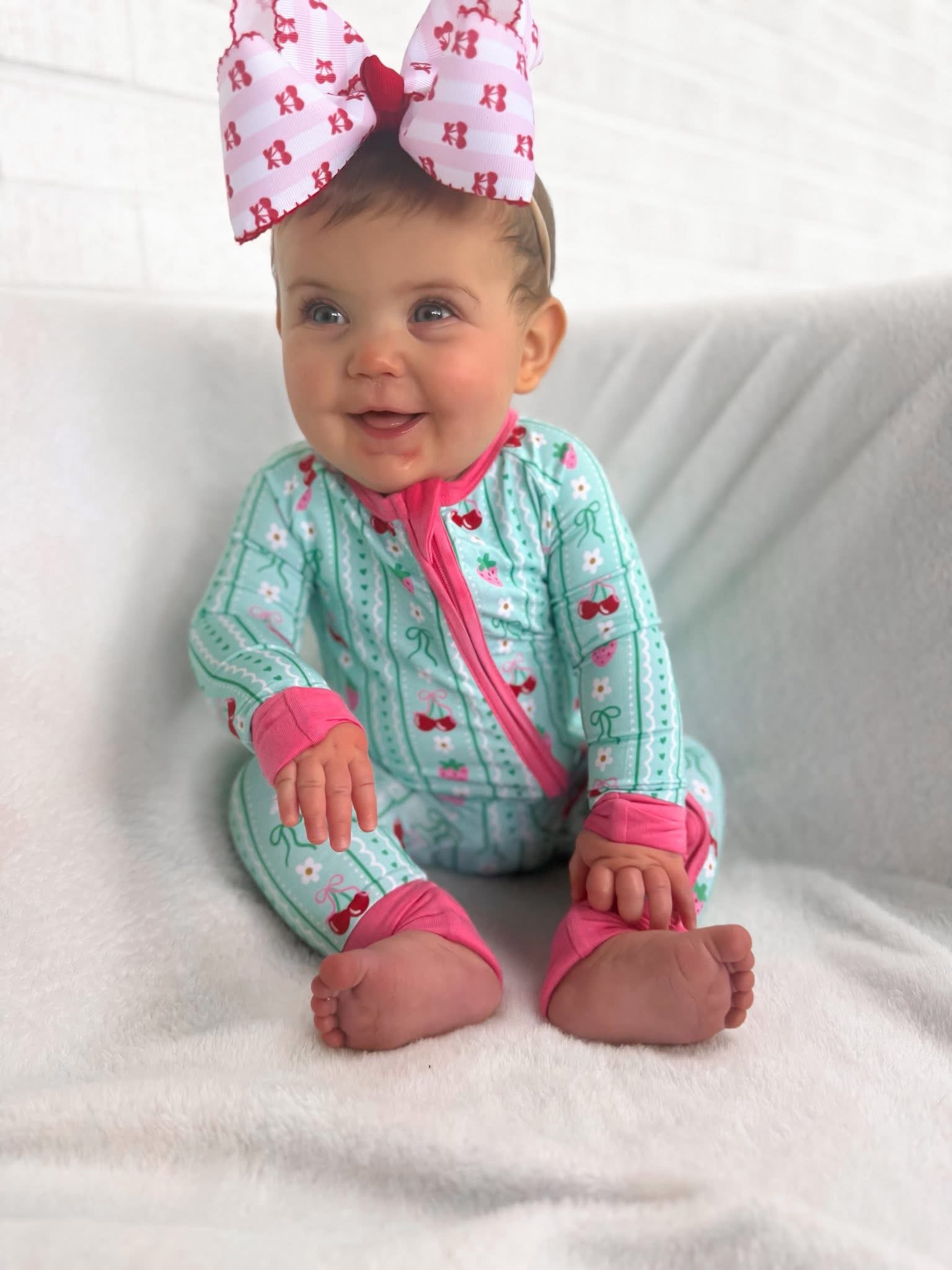 Berry Sweet Bows Double Zippy Romper