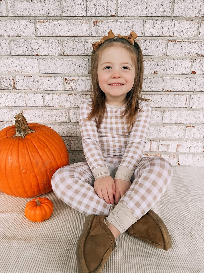 Oatmeal Gingham Two Piece Set