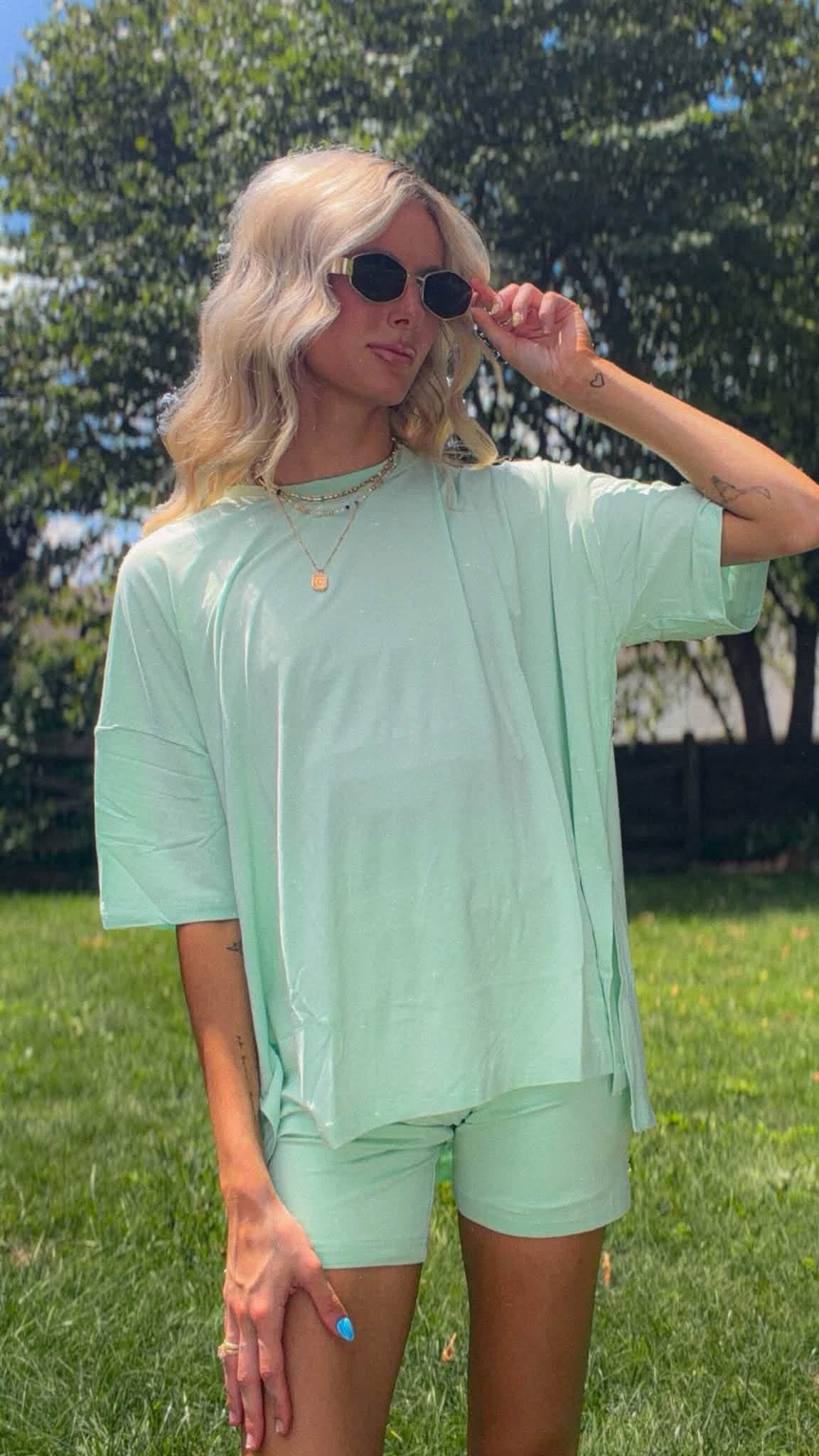Seafoam Womens Biker Short Set