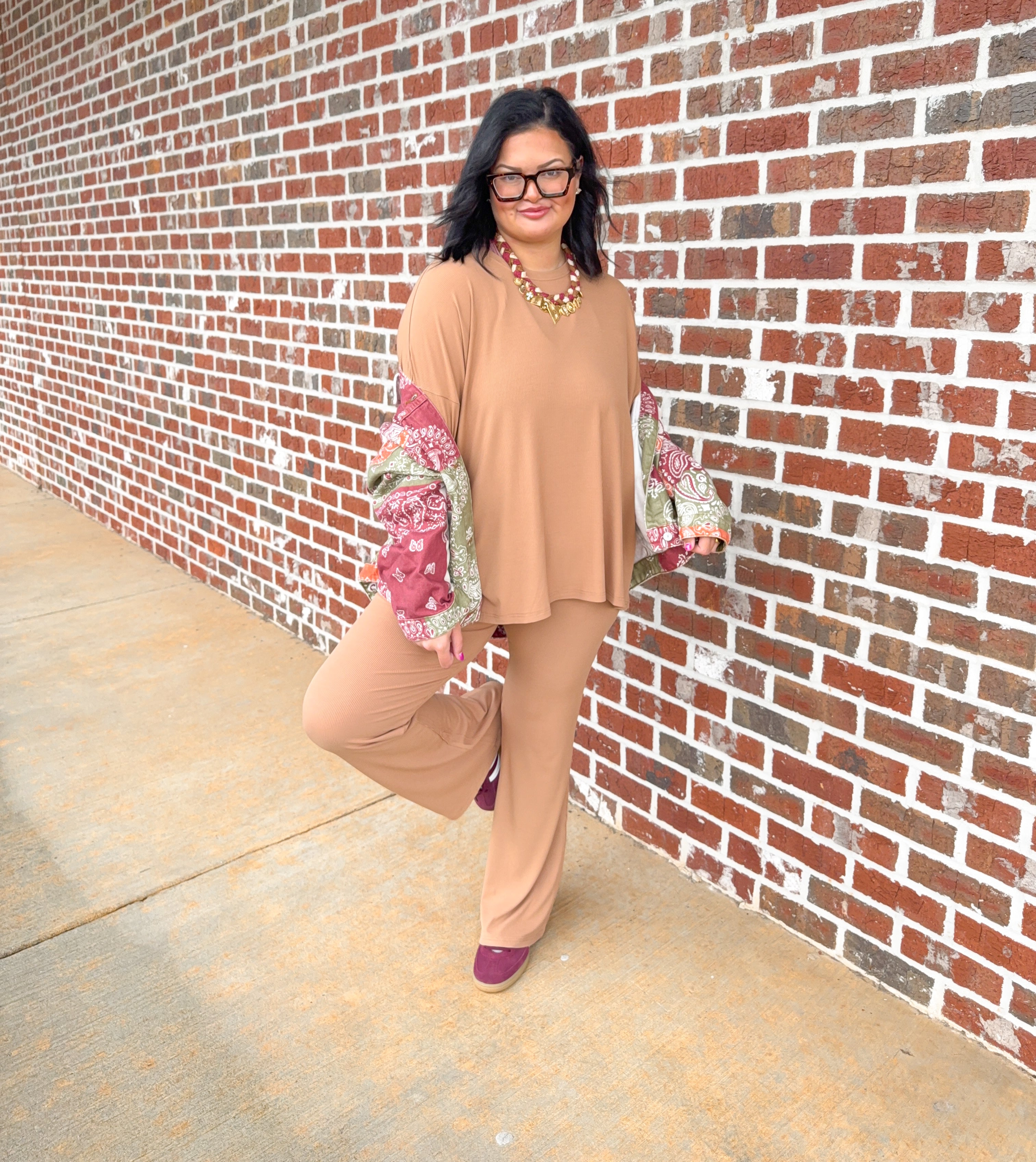 Cafe Ribbed Womens Daywear Pant Set