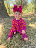 Pink Punch Checks Double Zippy Romper