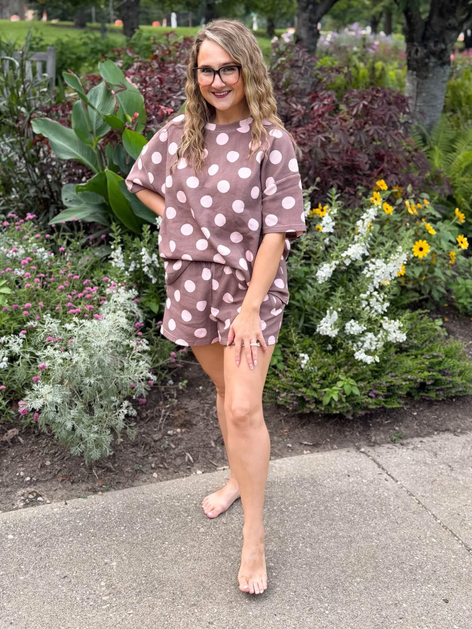 Cherry Truffle Waffle Knit Short Set