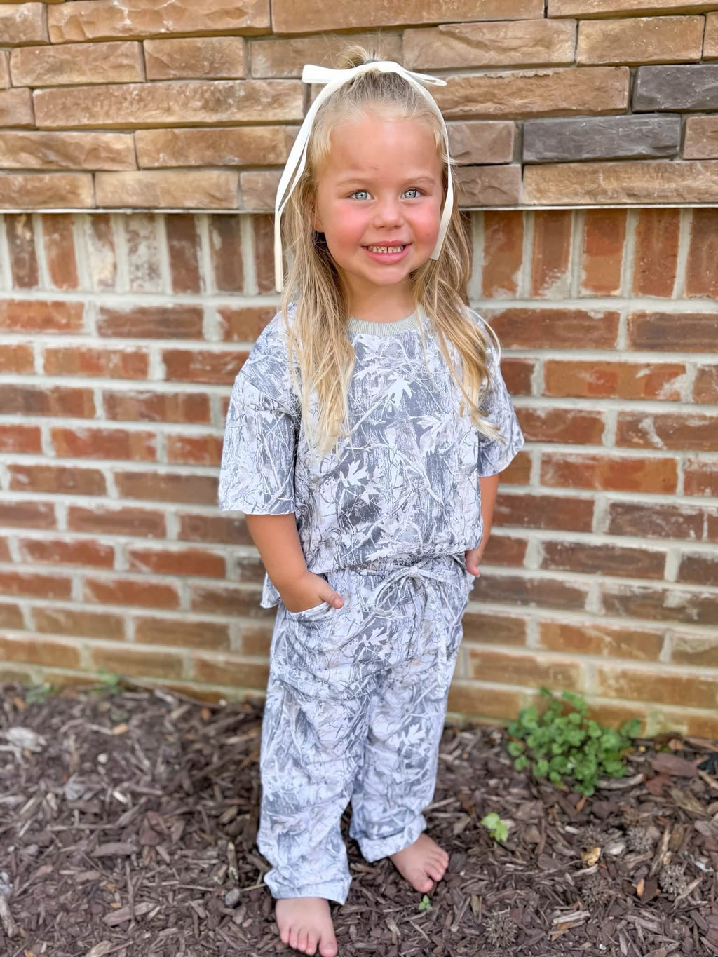 Snow Camo Kids Barrel Pant Set